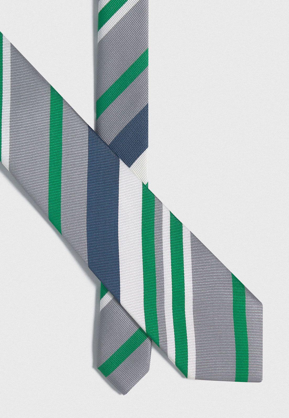 Corbata Formal Hombre Seda Rayas Executive Verde-1