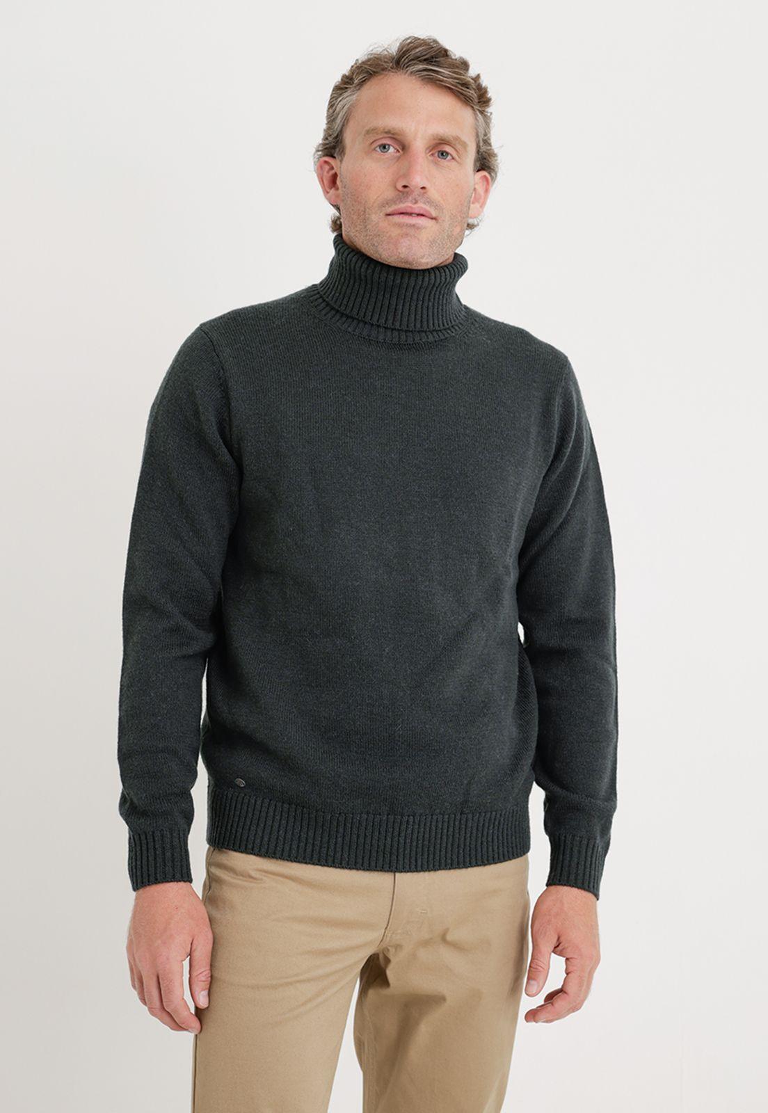 Sweater hombre cuello alto verde-0