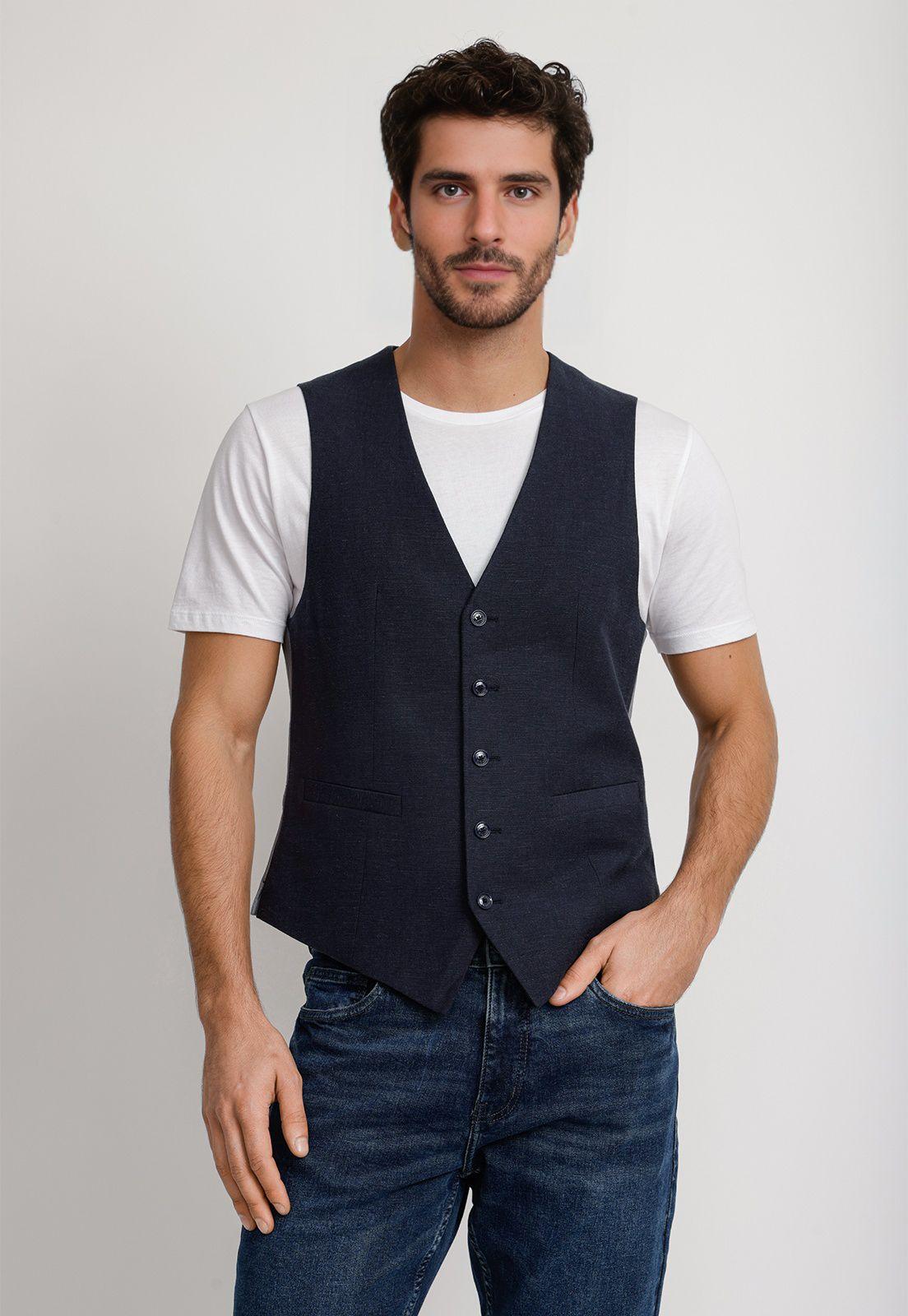Gilet Hombre Lino Navy-0