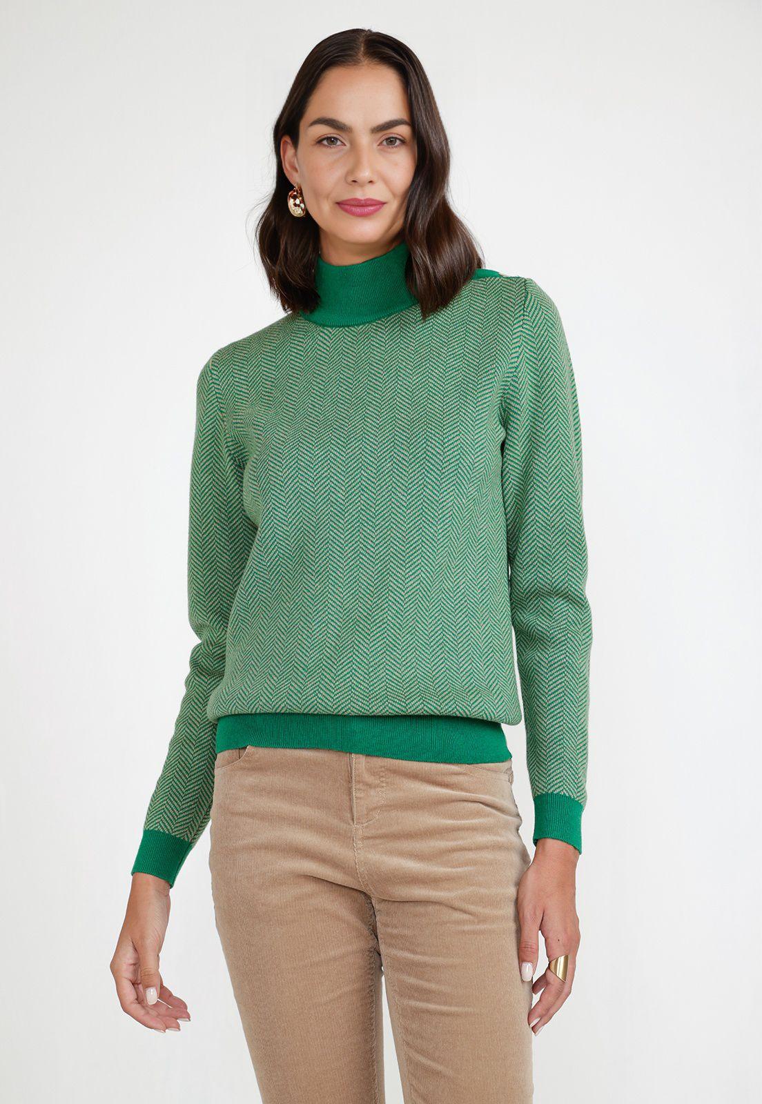 Sweater Mujer Algodón Verde-0