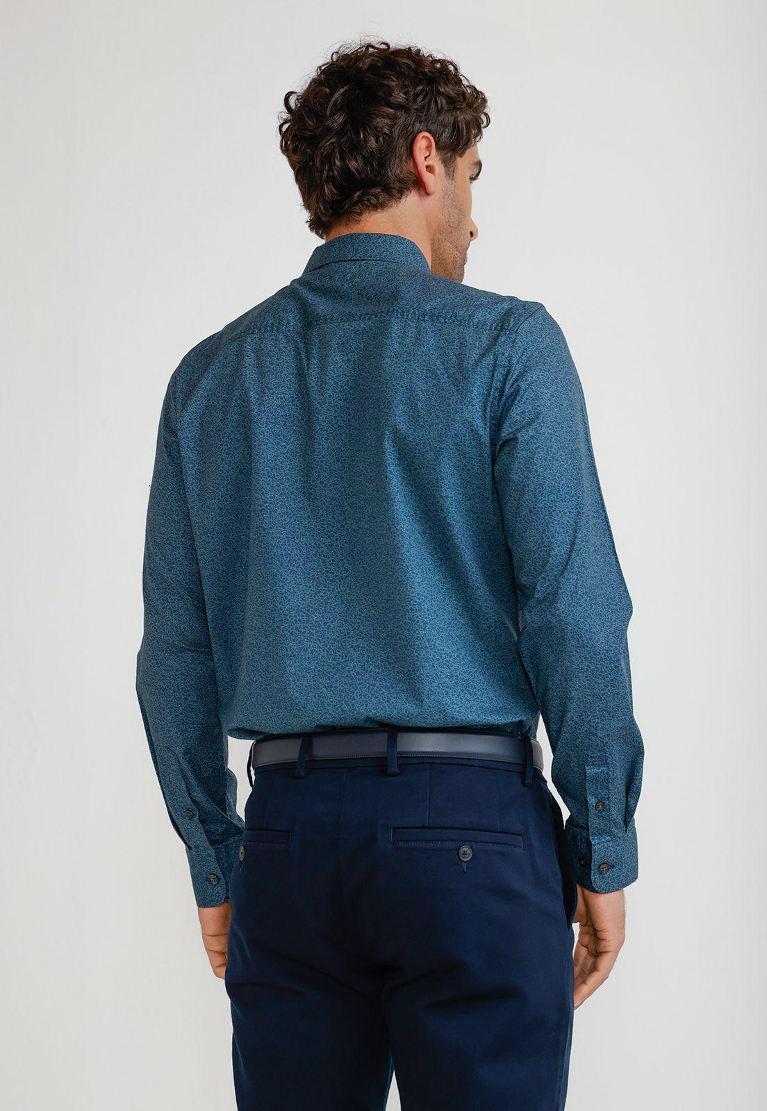 Camisa Hombre Stretch Estampada Verde-1