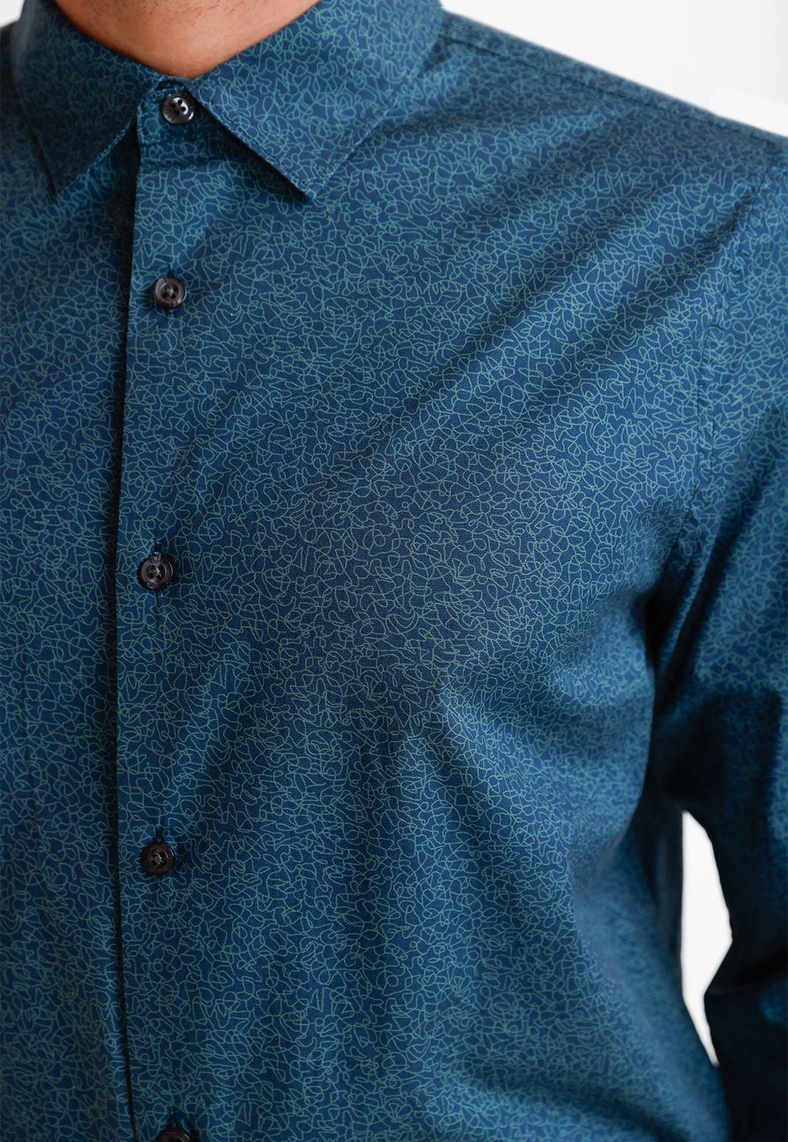 Camisa Hombre Stretch Estampada Verde-2