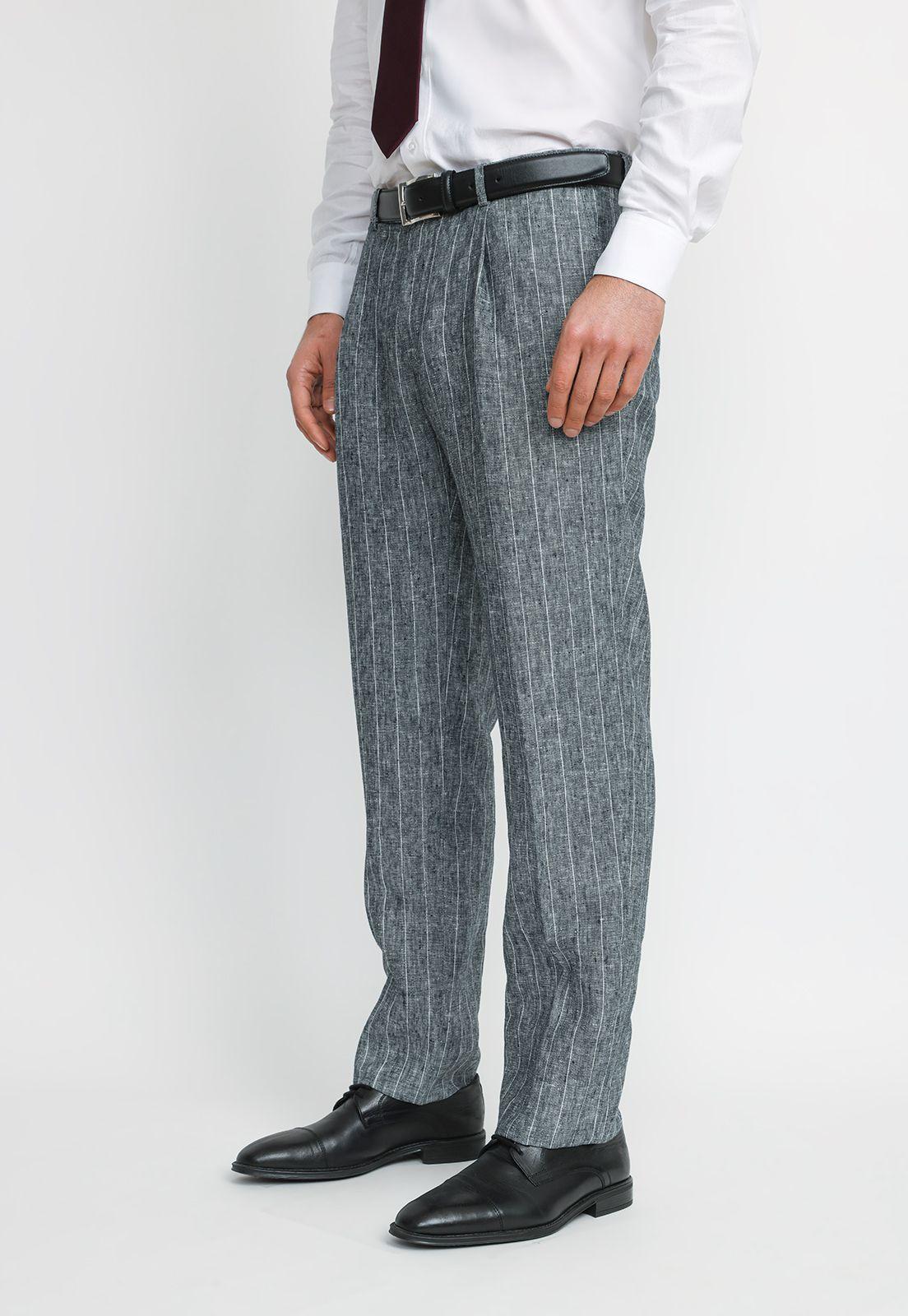 Pantalón Hombre Formal Lino Classic Azul Marino-0