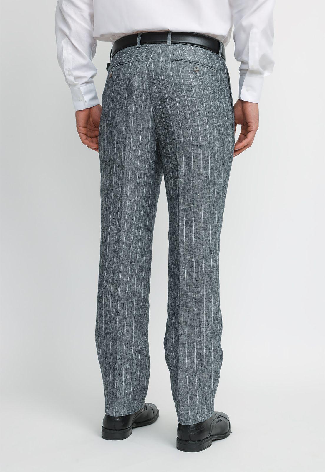 Pantalón Hombre Formal Lino Classic Azul Marino-1