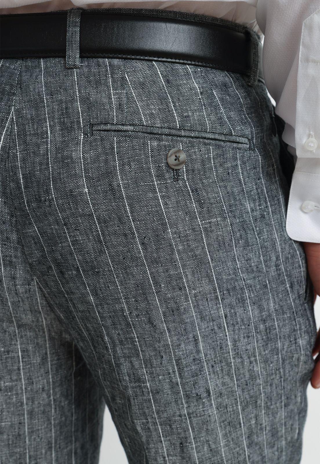 Pantalón Hombre Formal Lino Classic Azul Marino-2