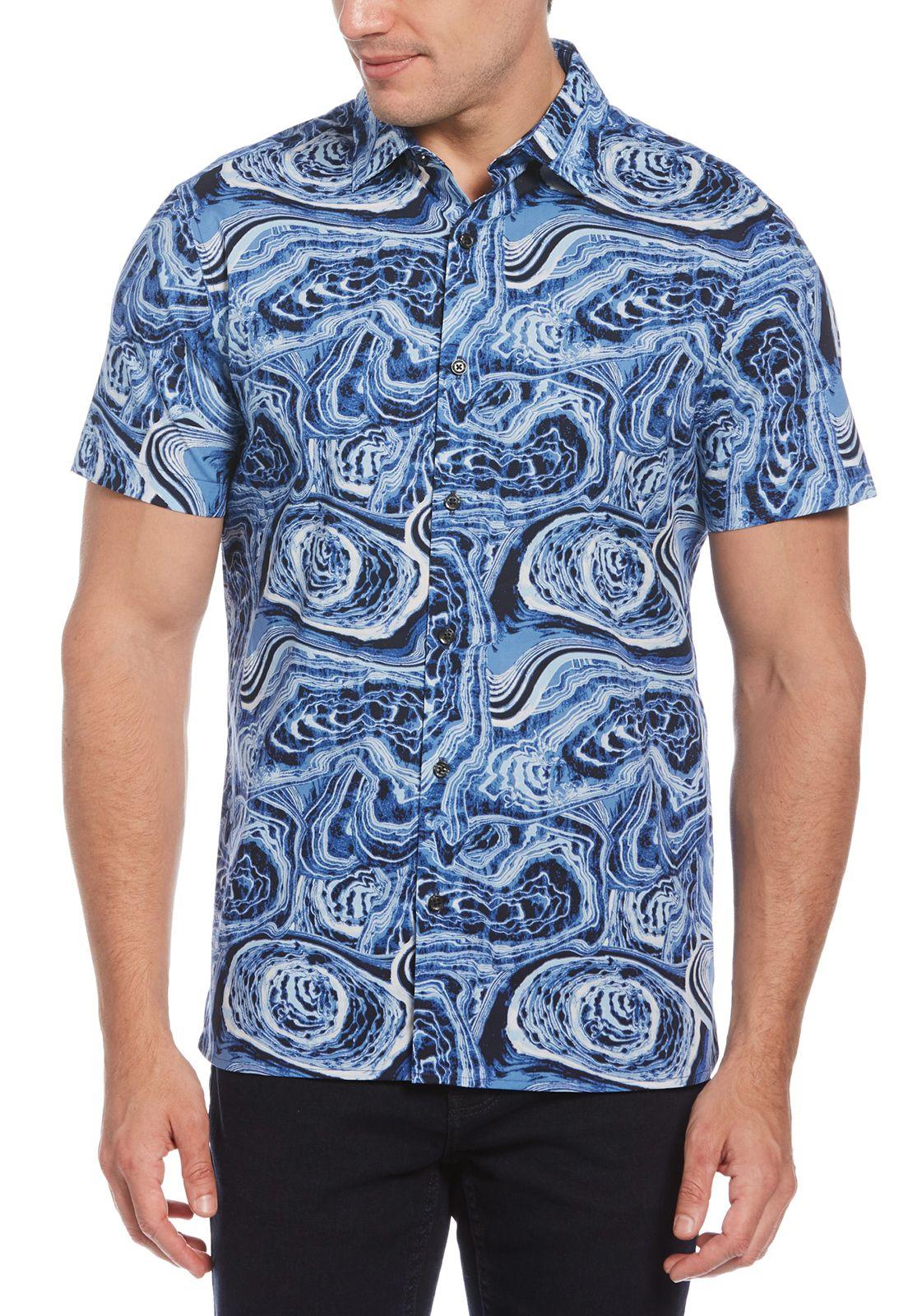 Camisa Azul Estampada-0