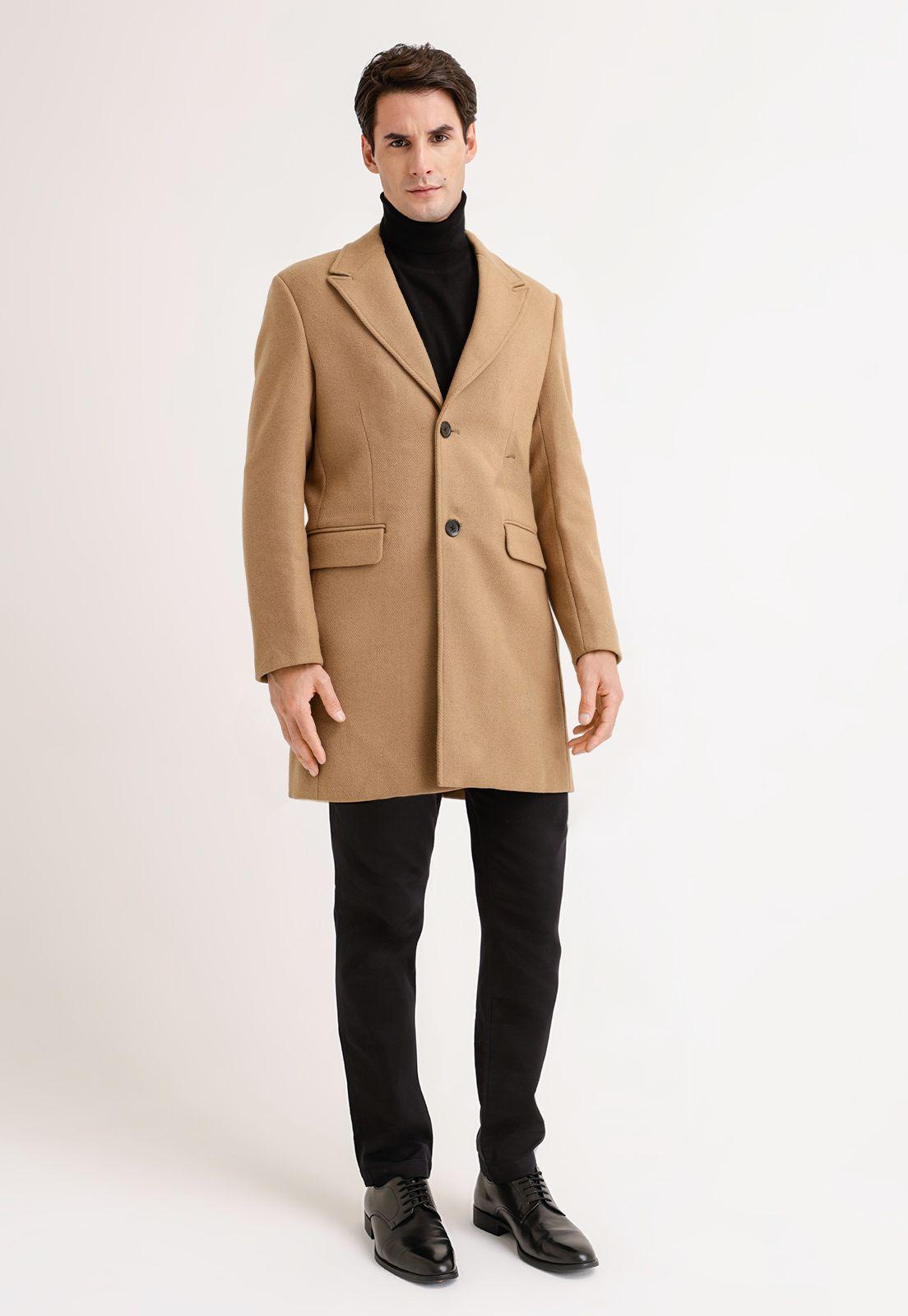 Abrigo Hombre Lana Twill Camel-3