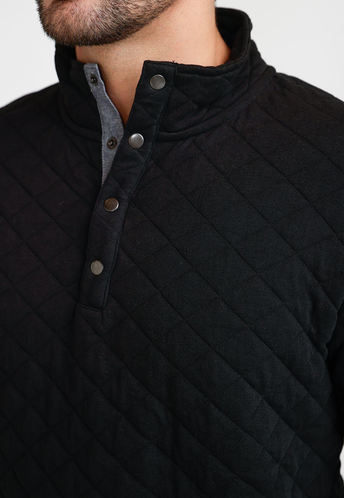 Polerón Hombre Cuello Alto Negro-2