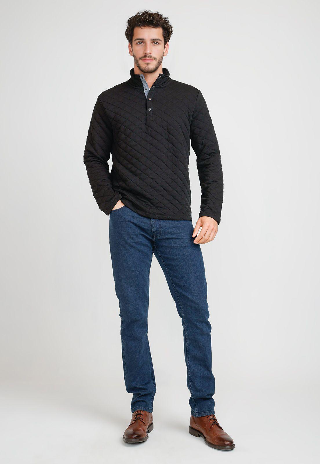 Polerón Hombre Cuello Alto Negro-3