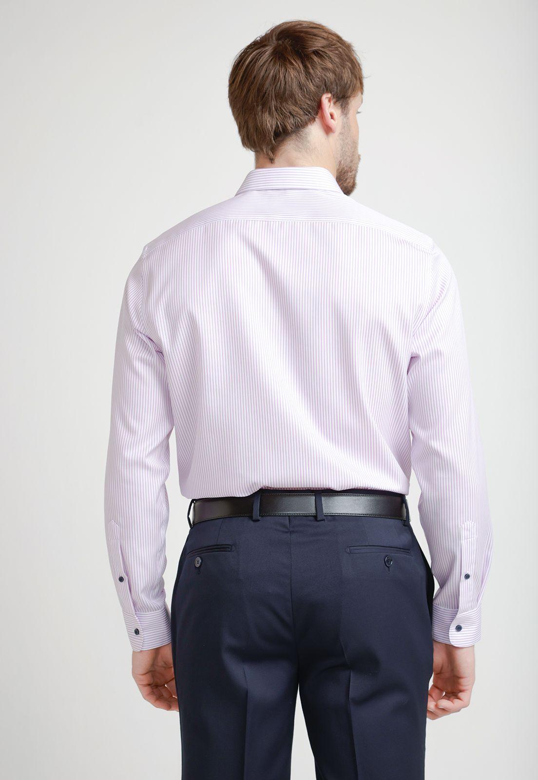 Camisa Formal Hombre Non Iron Líneas Slim Travel Rosado-1