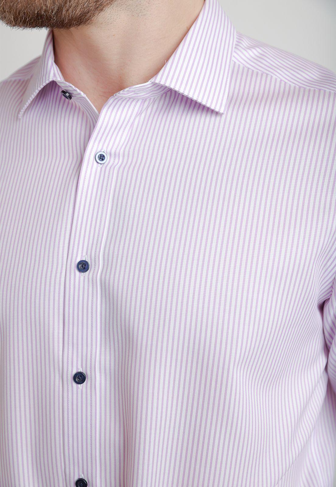 Camisa Formal Hombre Non Iron Líneas Slim Travel Rosado-2