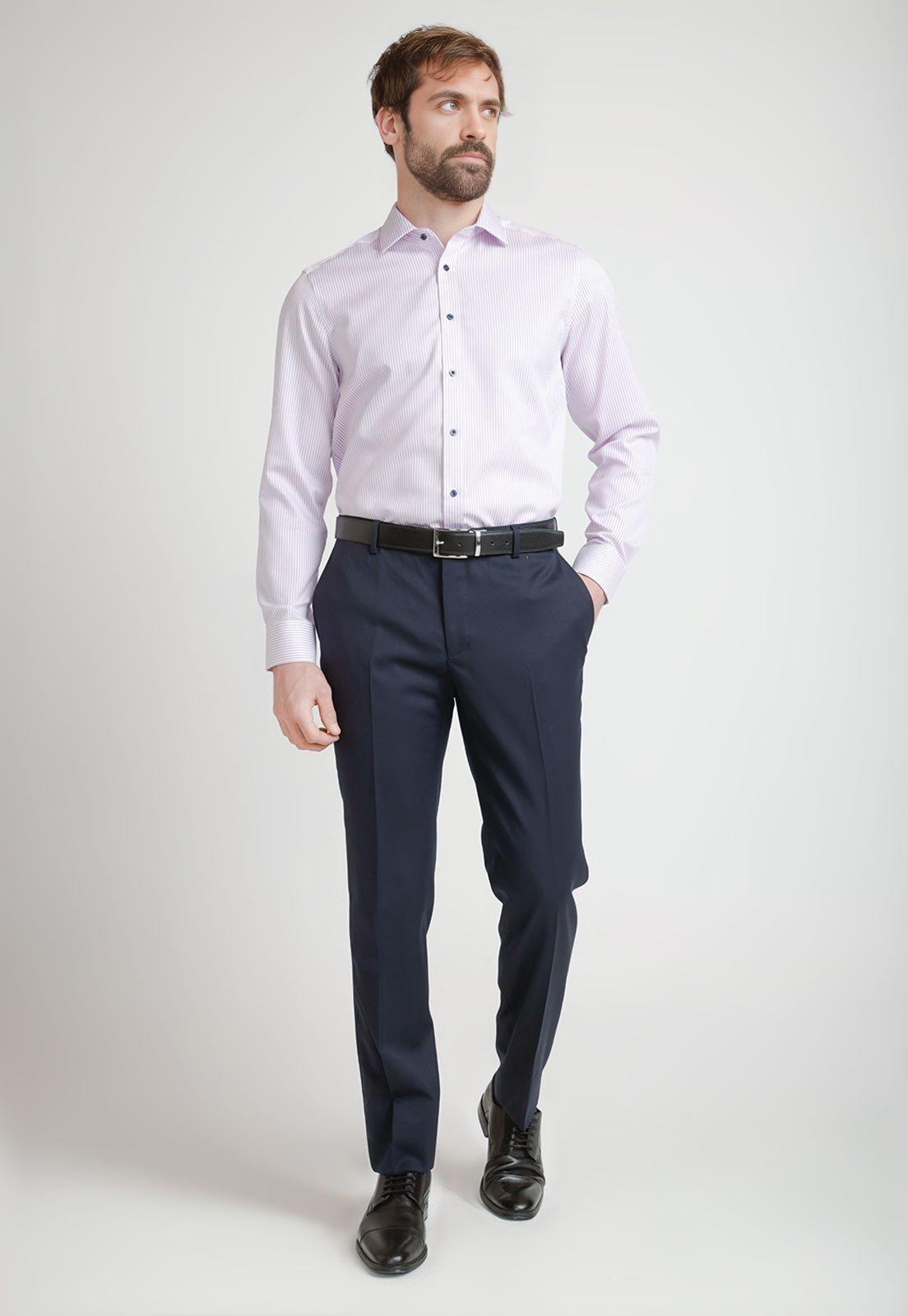 Camisa Formal Hombre Non Iron Líneas Slim Travel Rosado-3