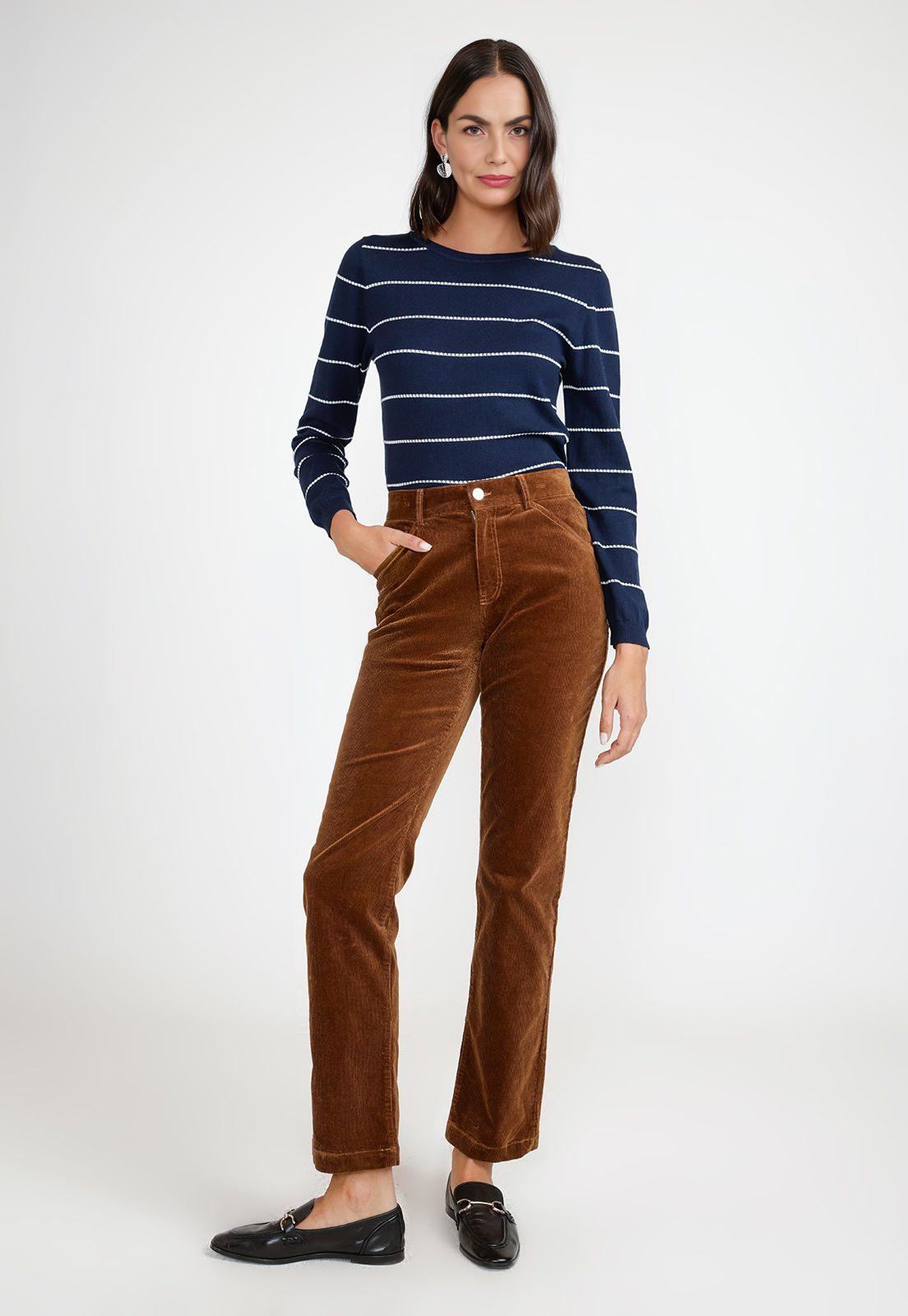 Pantalón Cotelé Mujer Nora Beige-3