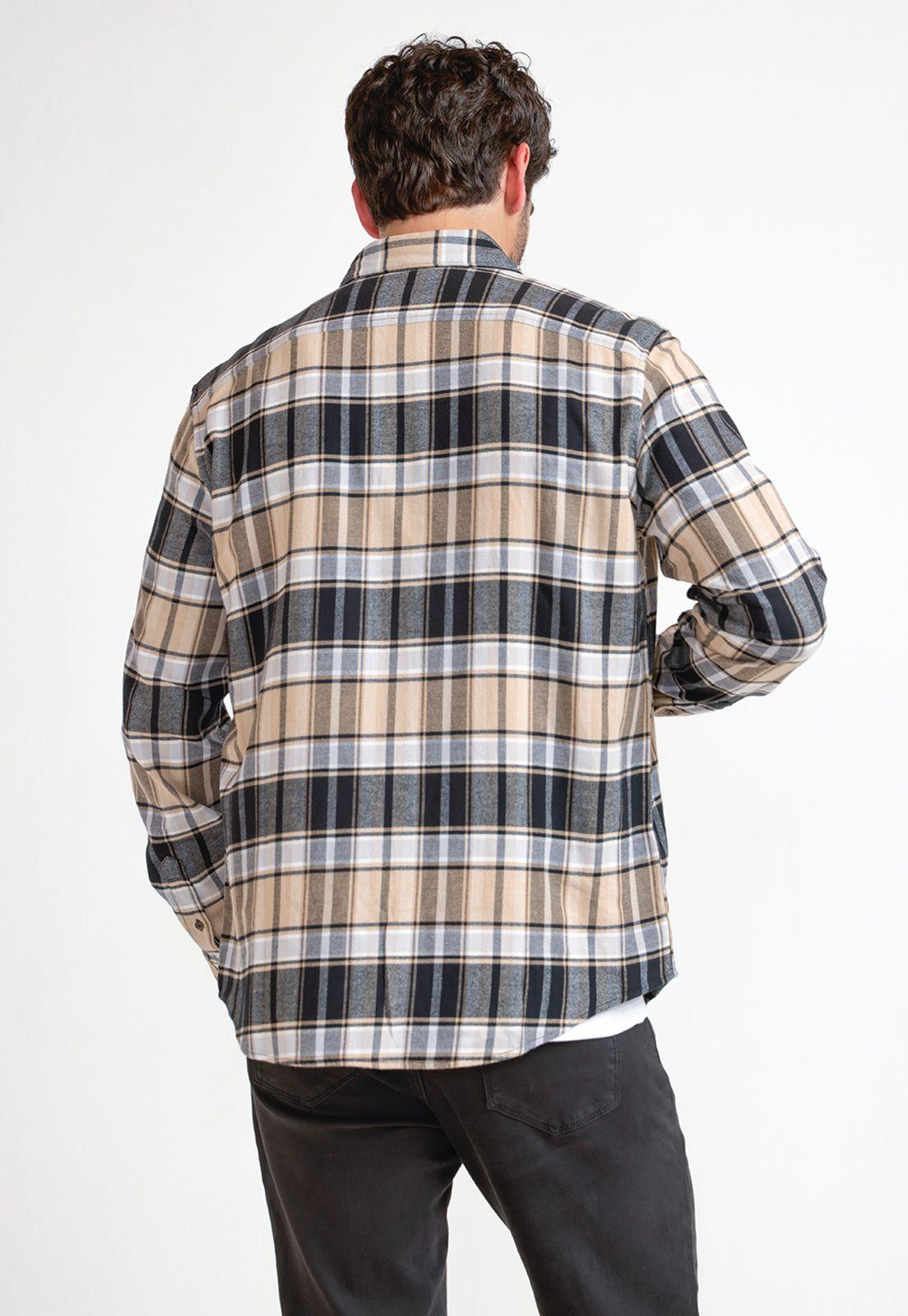 Camisa Hombre A Cuadros De Franela Negro-1