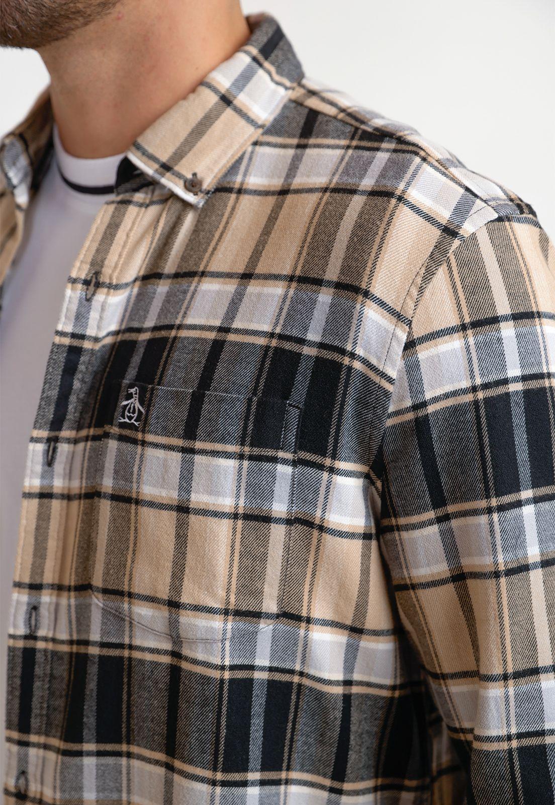 Camisa Hombre A Cuadros De Franela Negro-2