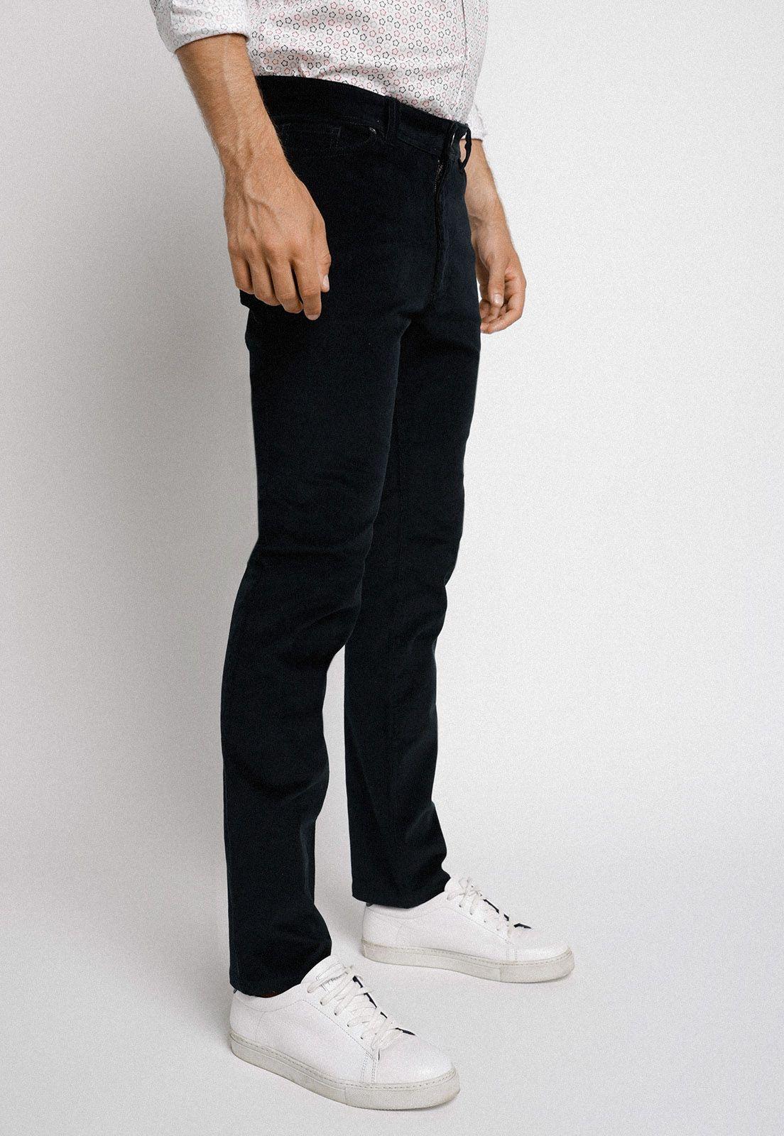 Pantalón cinco bolsillos de cotelé negro-0