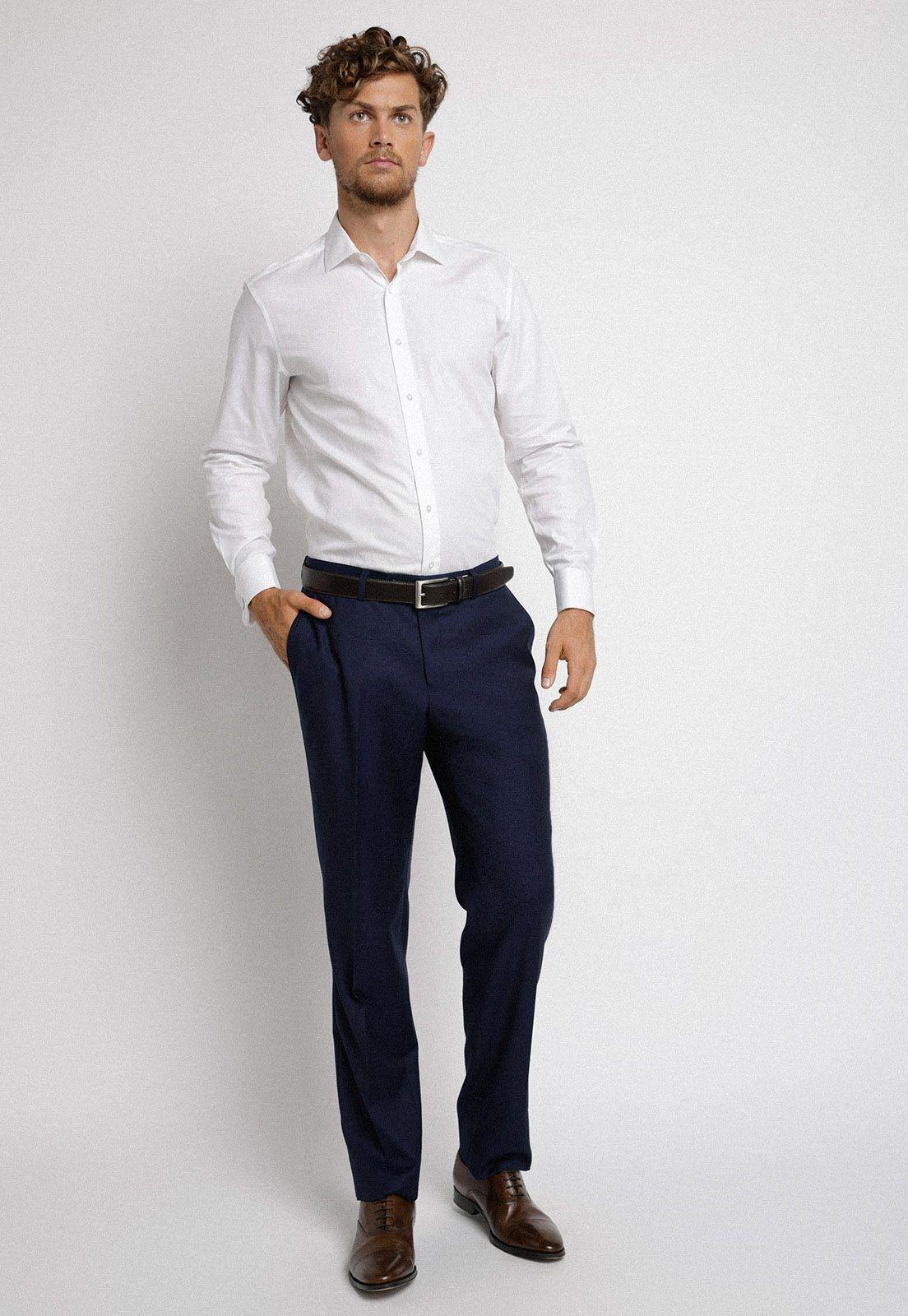 Camisa Formal Hombre Slim Fit Classic B Algodón Blanco-3
