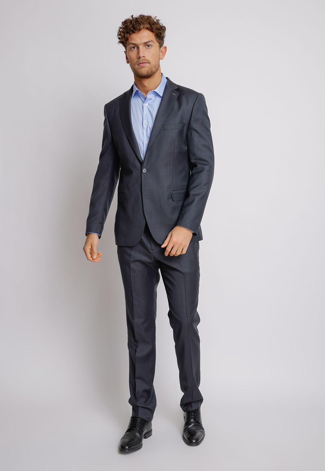 Traje hombre Formal Slim Fit Vercelli Lana Azul marino-0