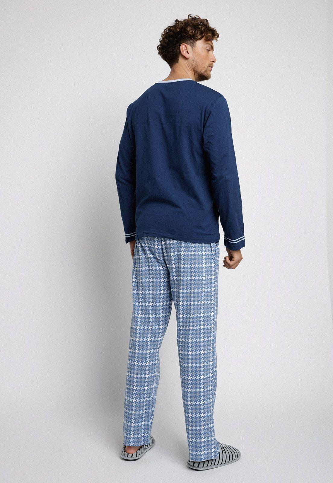 Pijama escote en V azul marino-1