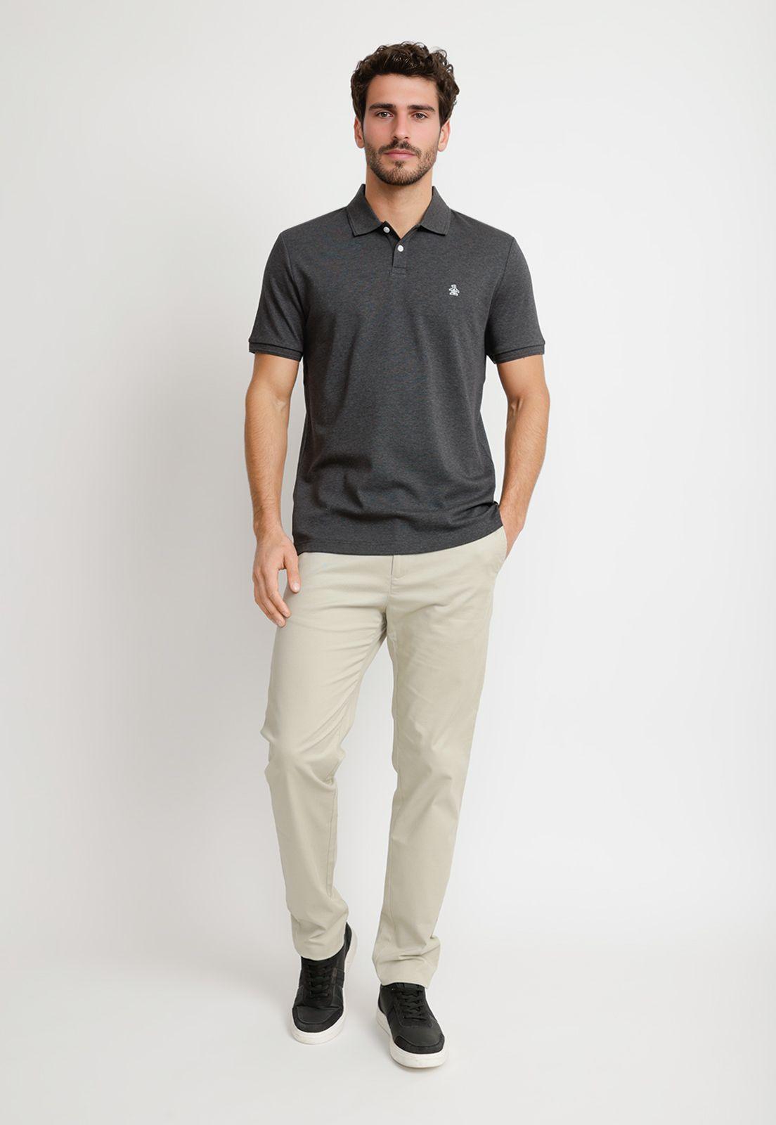 Polera Hombre Polo Manga Corta Gris Melange-3
