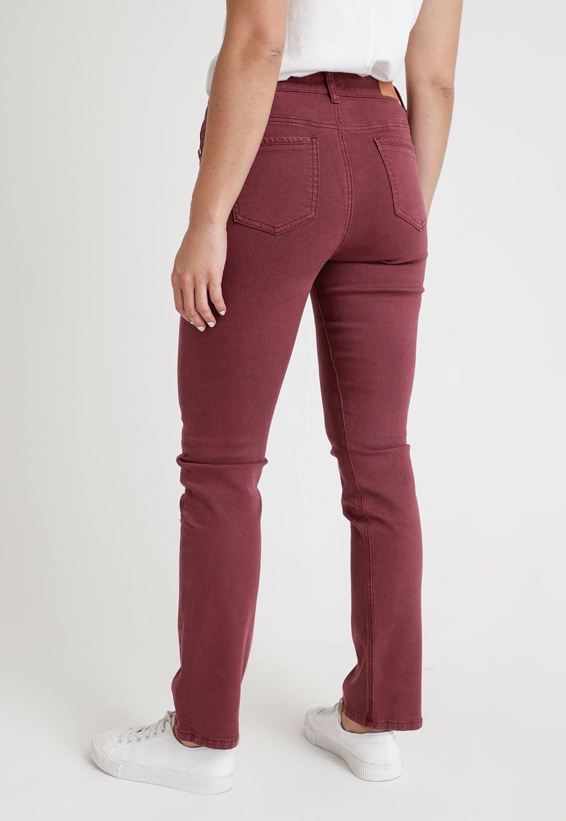 Jeans De Mujer Modelo Charlot Color Burdeo-1