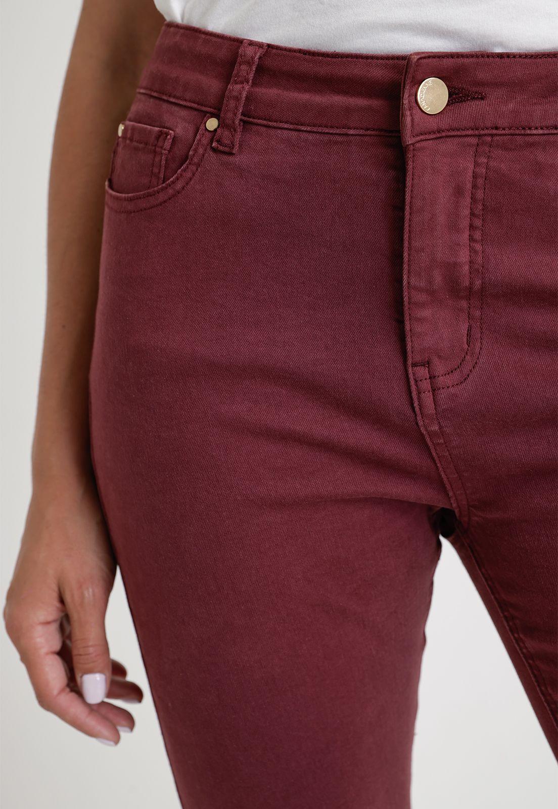 Jeans De Mujer Modelo Charlot Color Burdeo-2