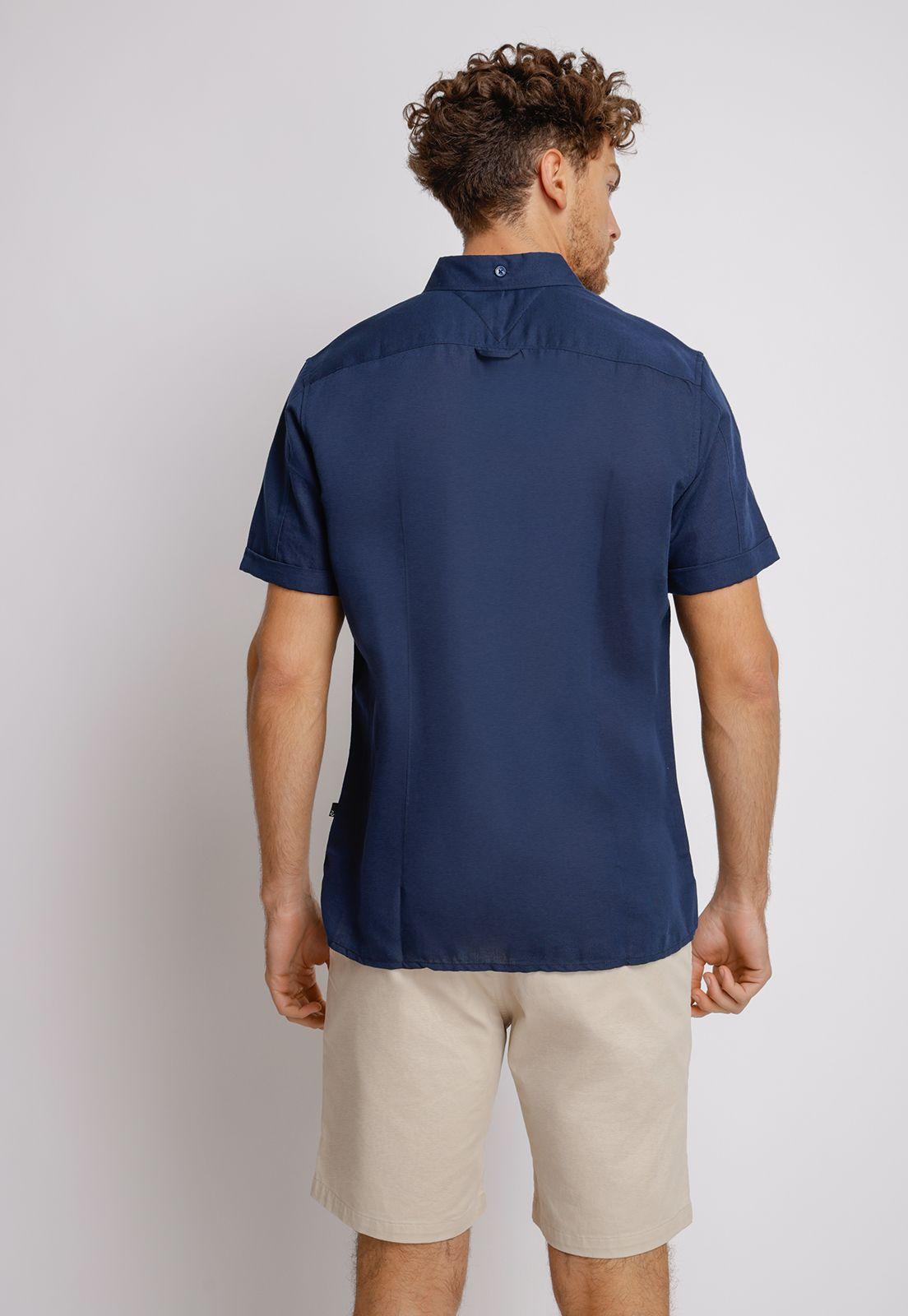 Camisa Manga Corta hombre Slim Fit Boris Algodón Azul-1