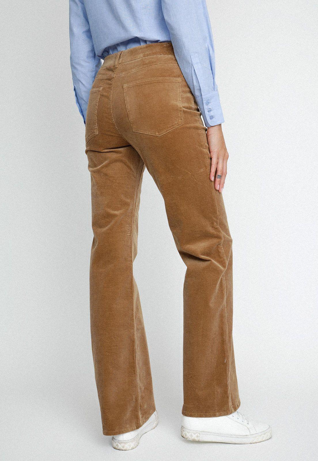 Pantalón De Cotelé De Mujer Ishang Color Camel-1