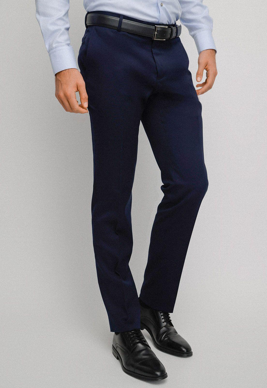 Pantalón hombre Formal Slim Fit Business Lana Azul marino -0