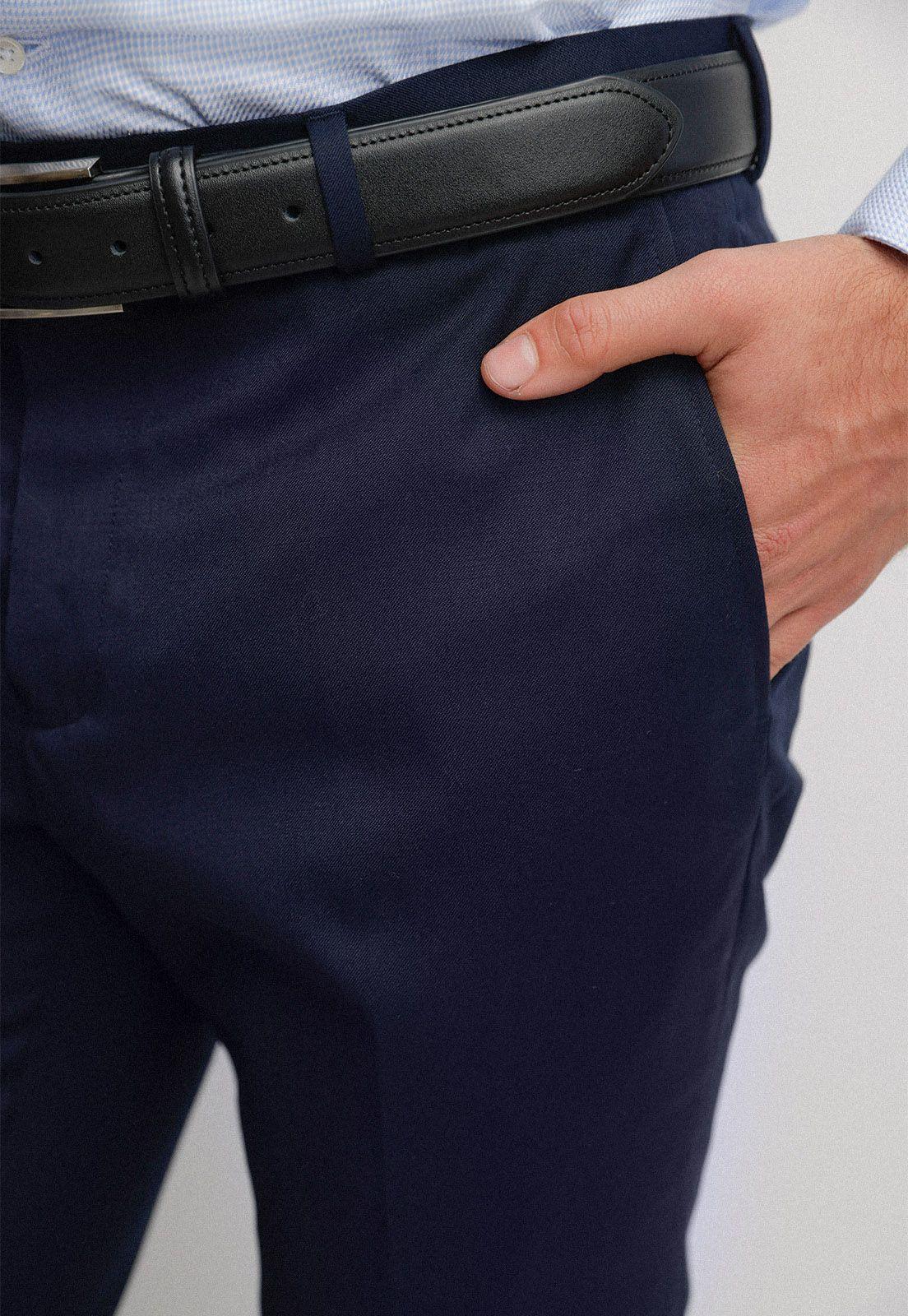 Pantalón hombre Formal Slim Fit Business Lana Azul marino -2