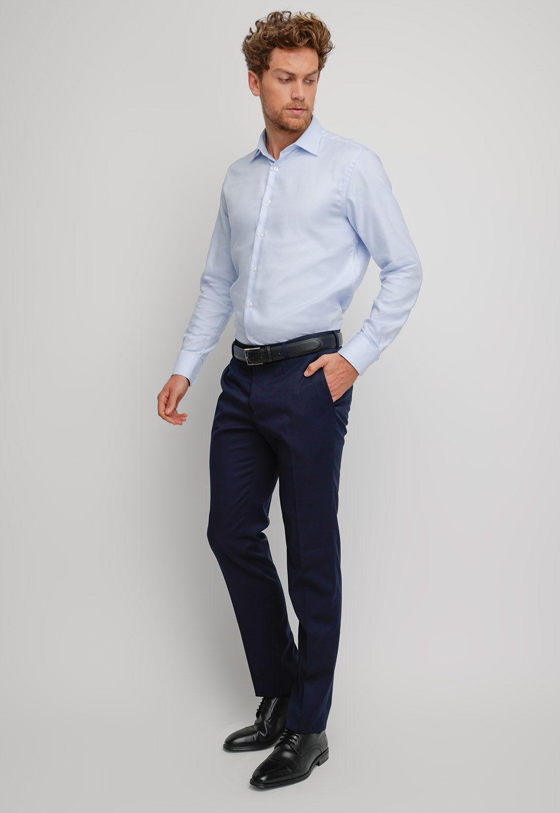Pantalón hombre Formal Slim Fit Business Lana Azul marino -3