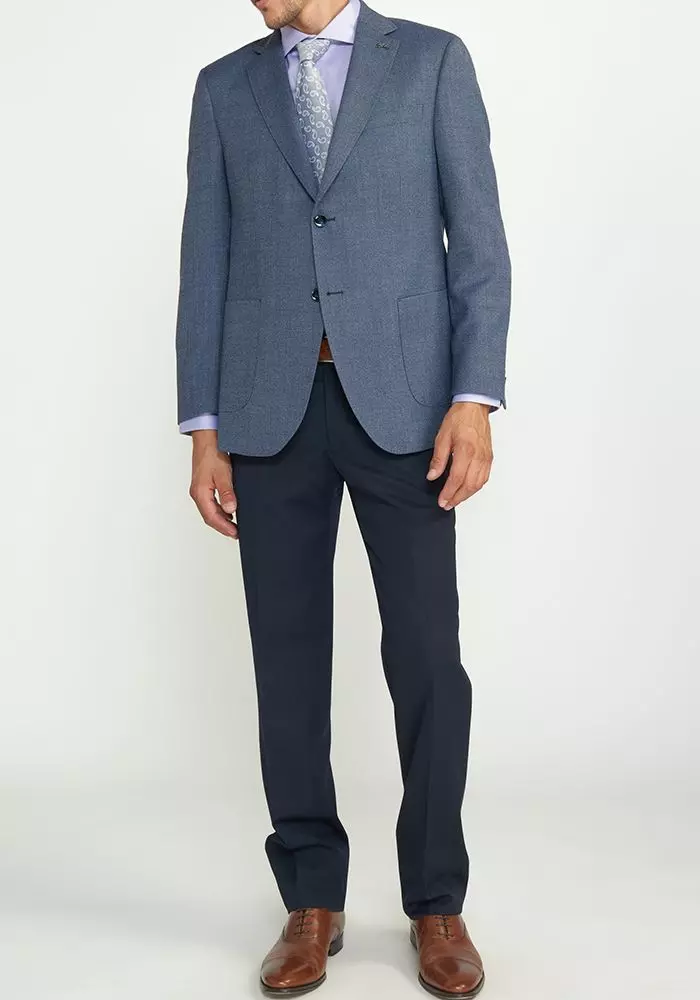 Pantalón Formal Hombre Slim Fit Business Lana Azul Marino-0