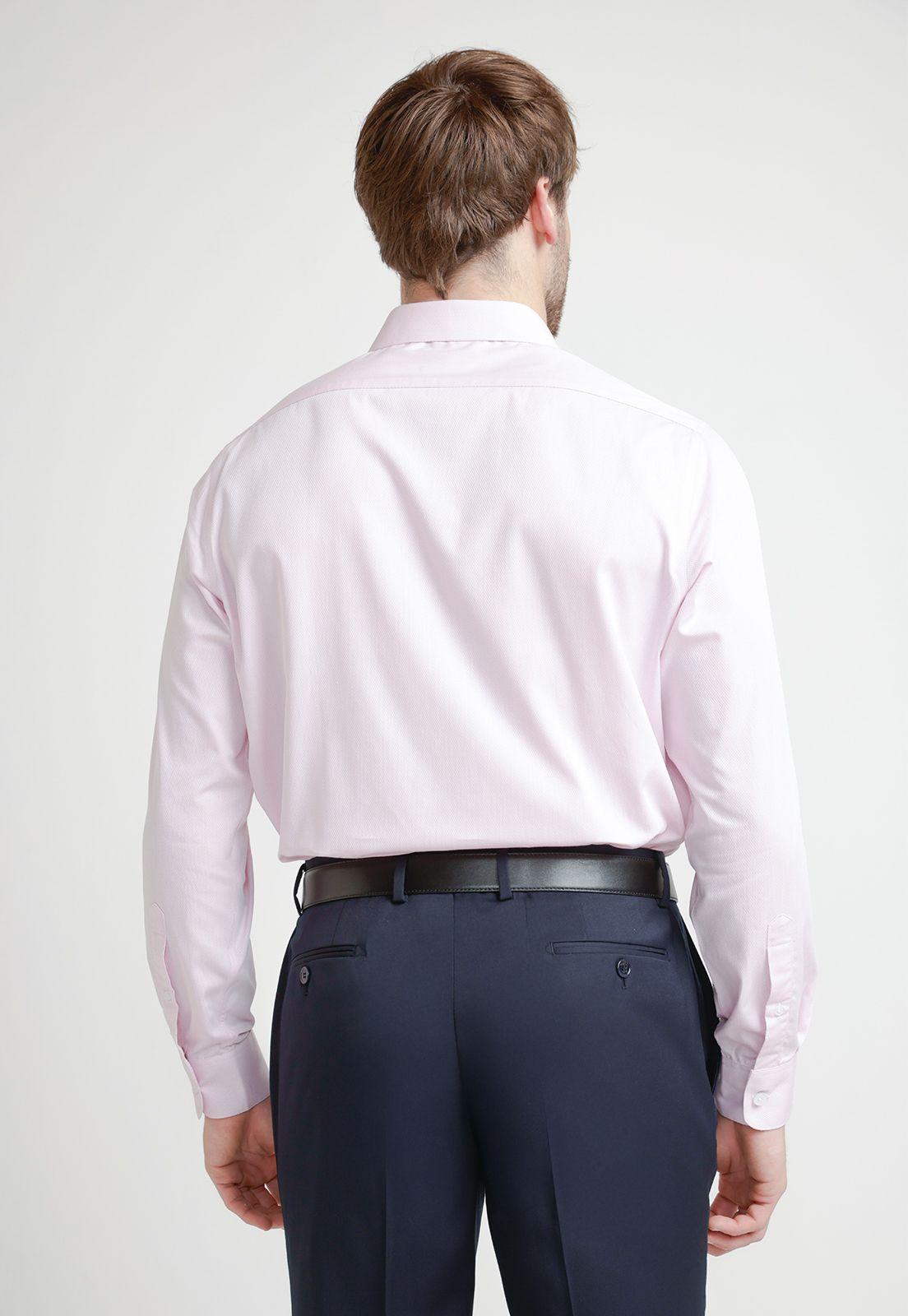 Camisa Formal Hombre Mezcla Algodón Slim Executive Rosado-1
