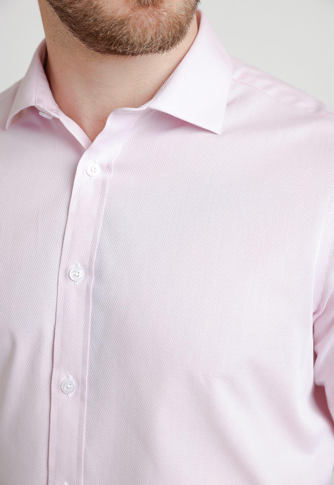 Camisa Formal Hombre Mezcla Algodón Slim Executive Rosado-2