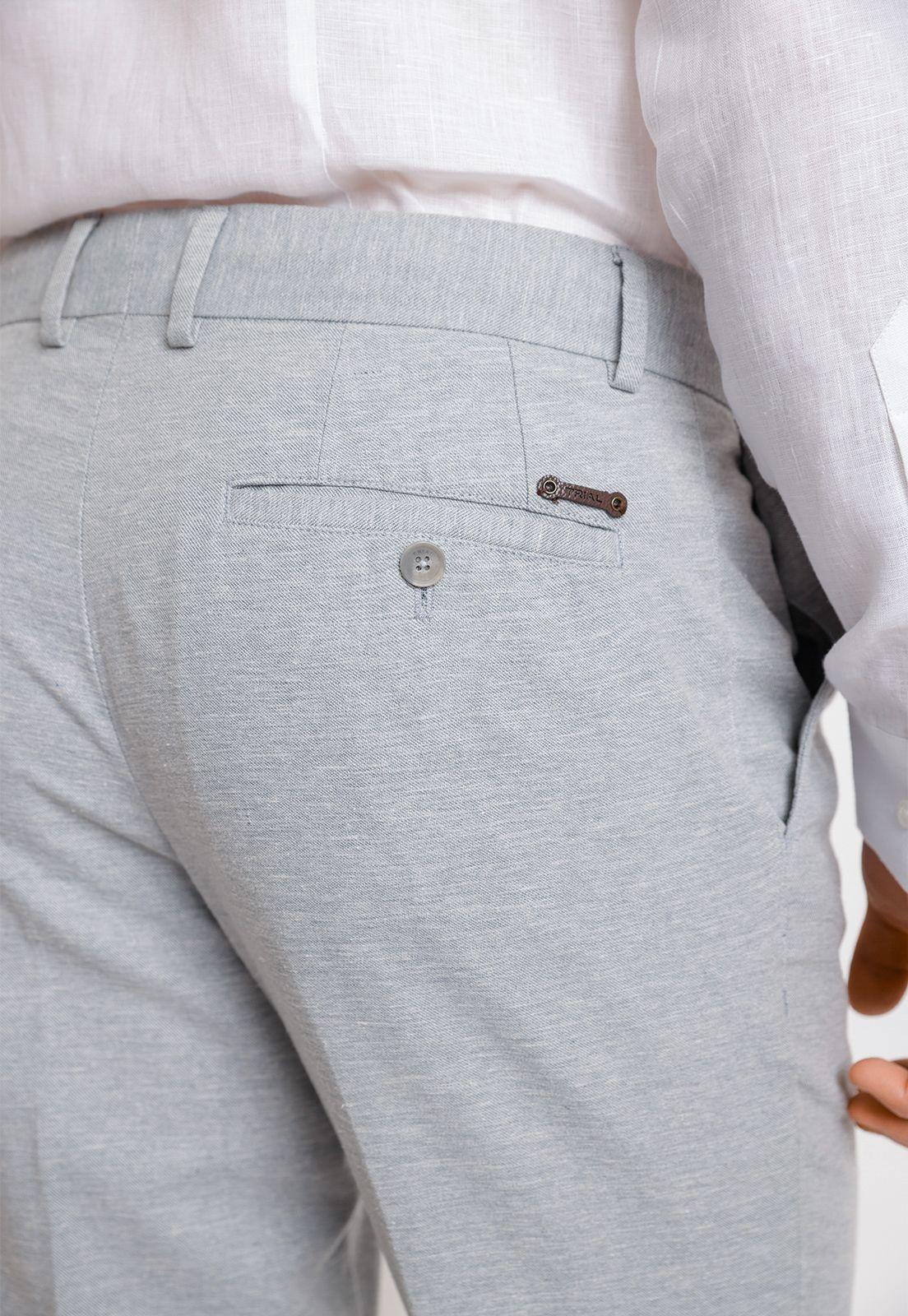 Pantalón Hombre Mezcla Algodón Lino Liso Slim Venancio Gris-2