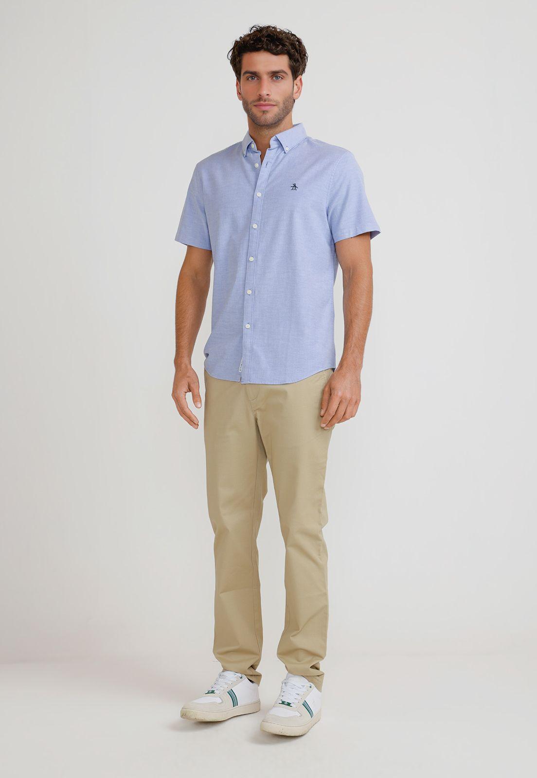 Camisa Hombre Manga Corta Celeste OPWB0037-3