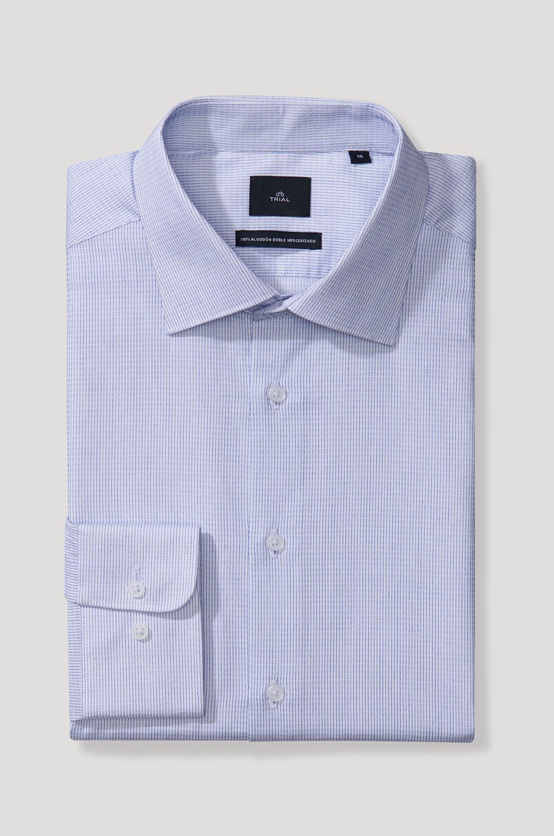 Camisa Cuello Italiano Blanco/Celeste-6