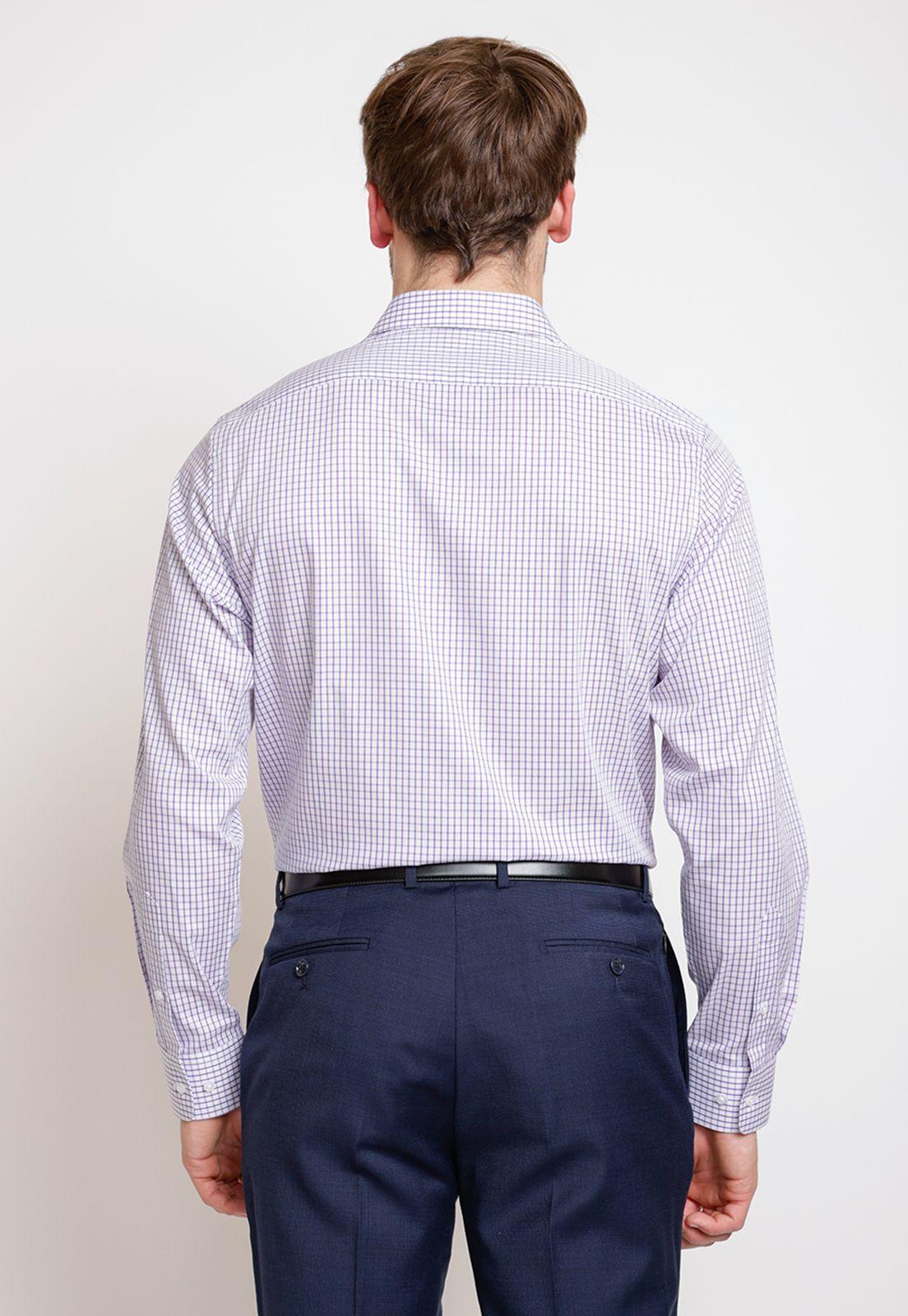 Camisa Formal Hombre Algodón Cuadros Regular Classic Lila-1