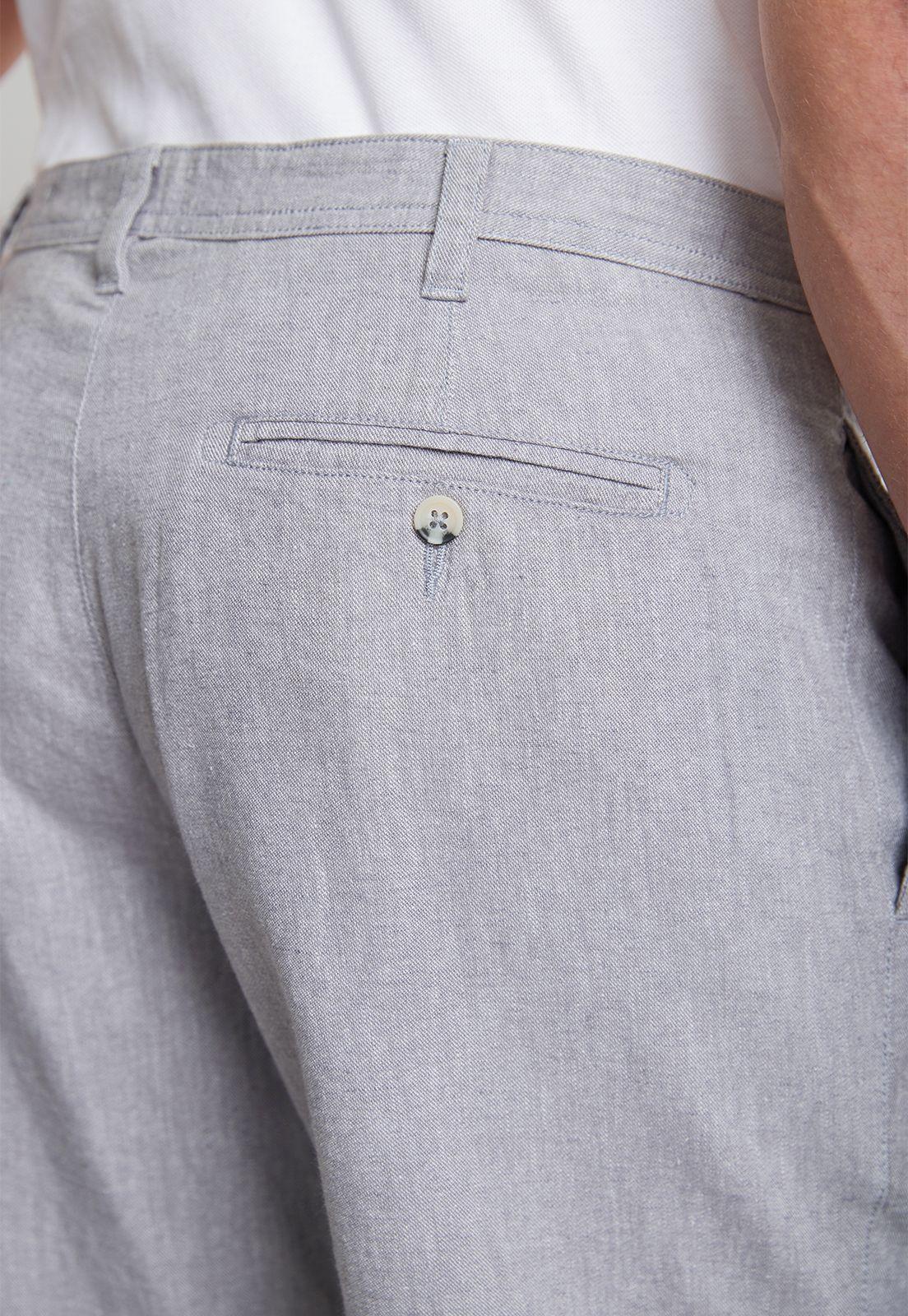 Bermuda Hombre Mezcla Algodón Lino Liso Slim Venus Gris-2