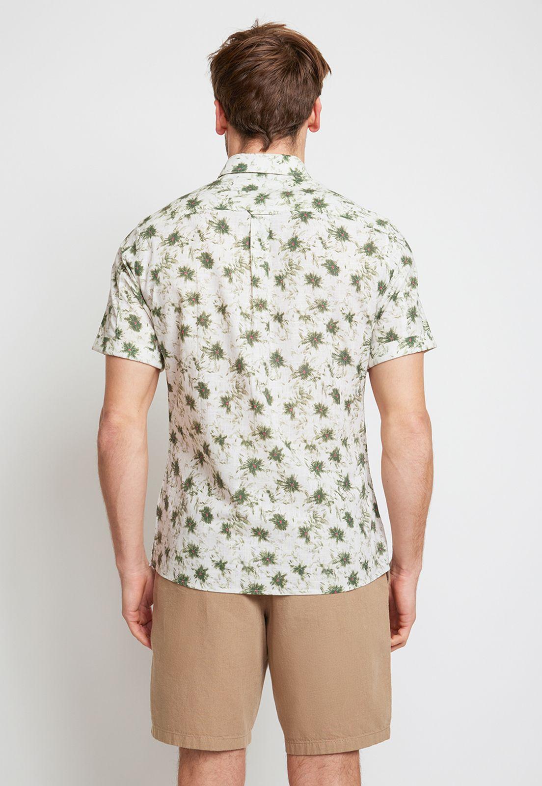 Camisa Hombre Algodón Estampada Slim Buck Blanco-1