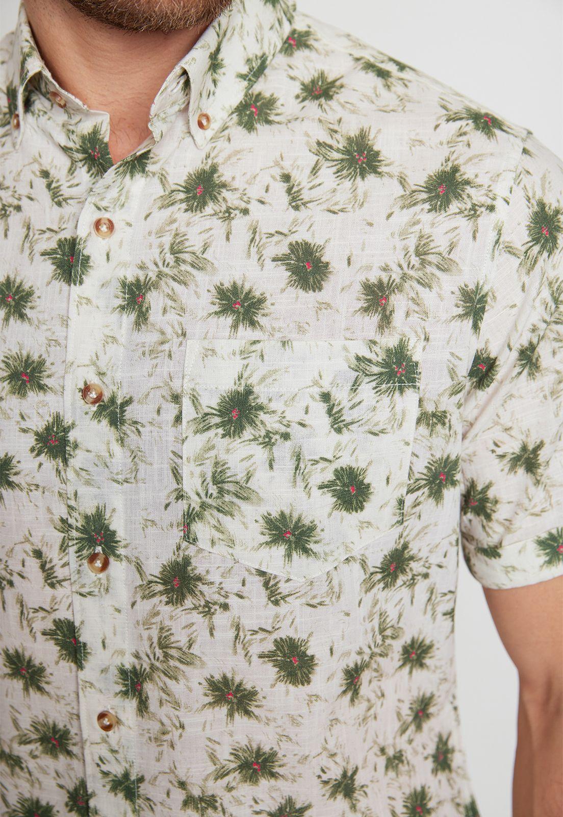 Camisa Hombre Algodón Estampada Slim Buck Blanco-2