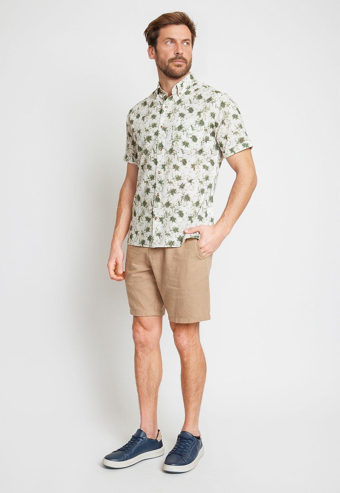 Camisa Hombre Algodón Estampada Slim Buck Blanco-3