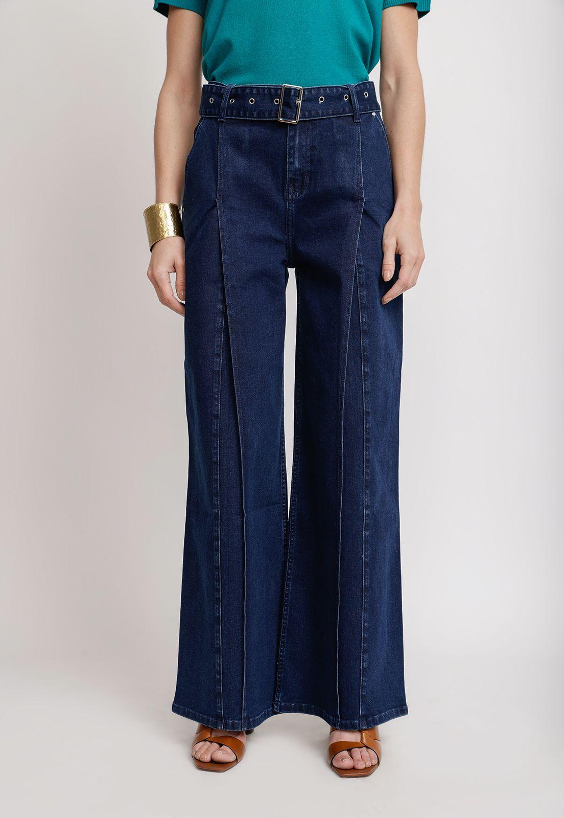 Jeans Pierna Ancha Índigo Ambrose Mujer-0