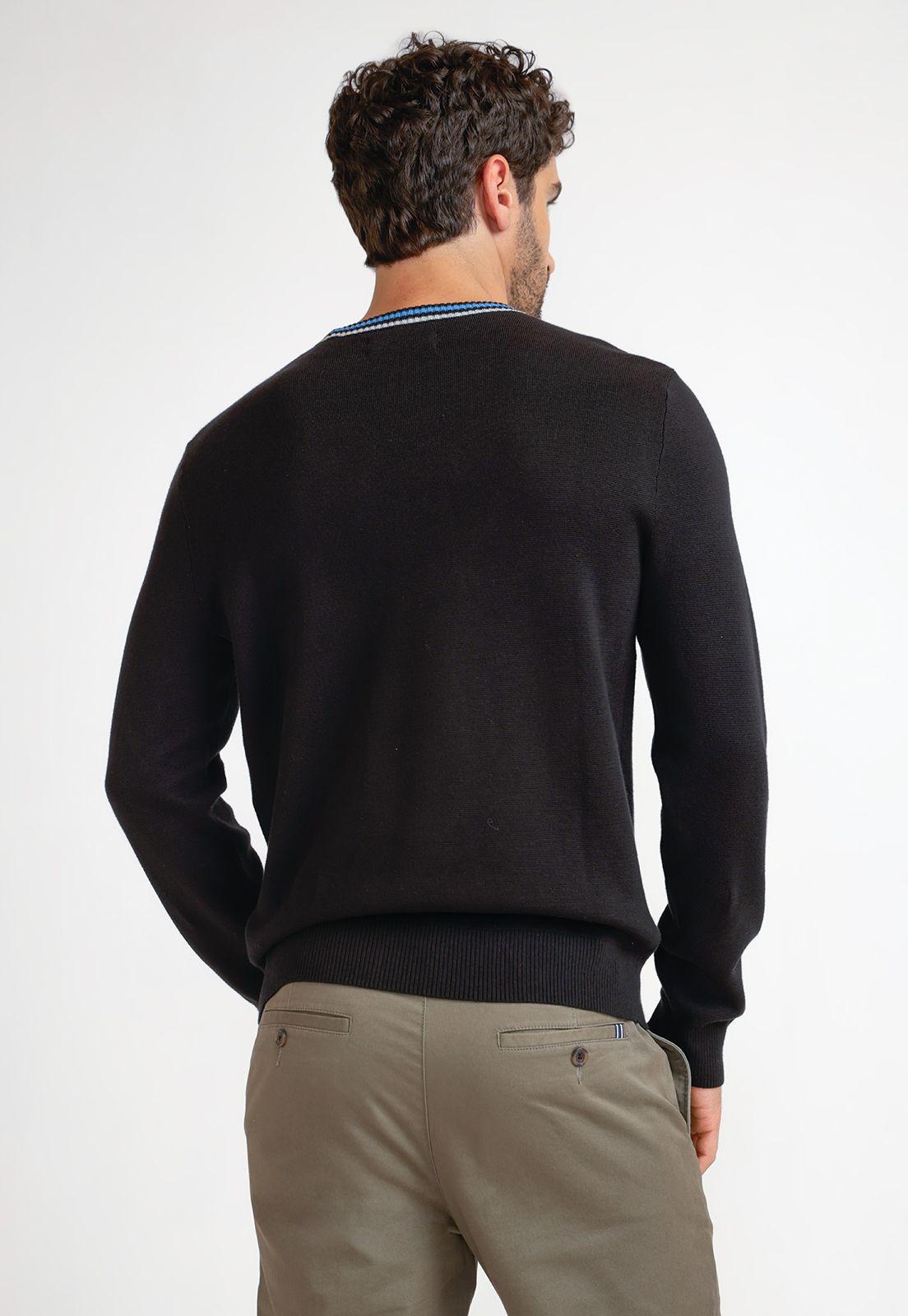 Tejido Hombre Algodón Cuello Redondo Negro-1