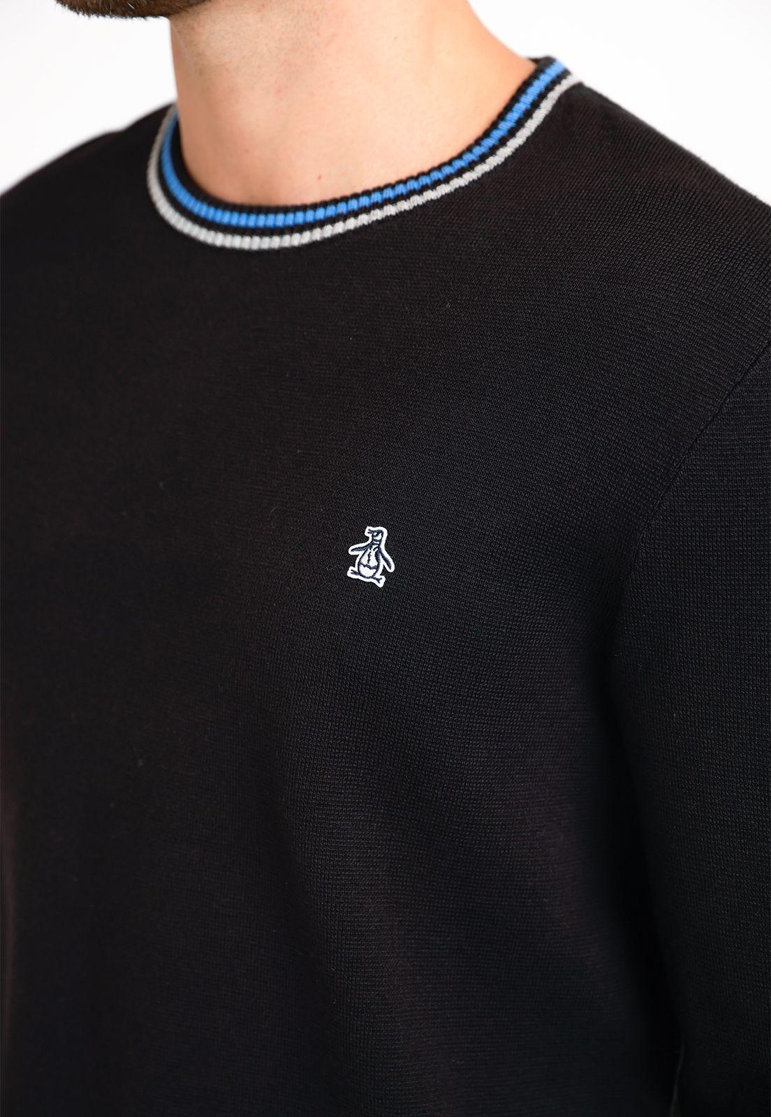 Tejido Hombre Algodón Cuello Redondo Negro-2