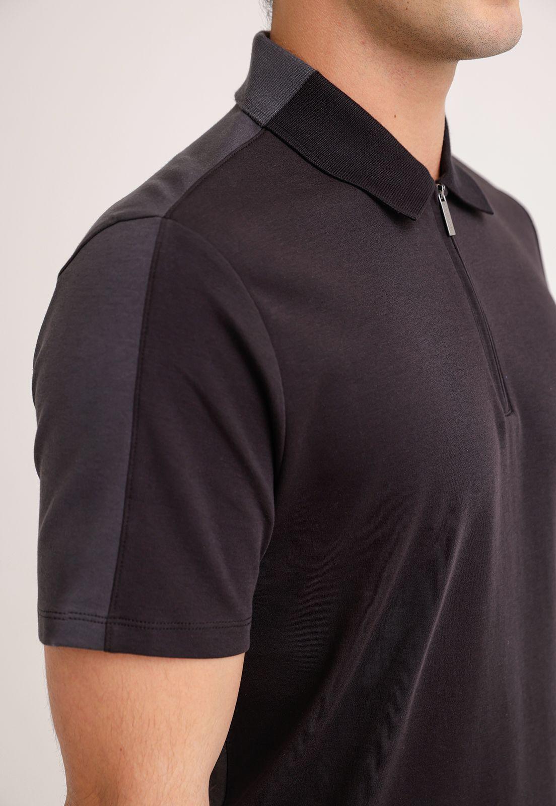 Polera Hombre Polo Con Cierre Negro-2