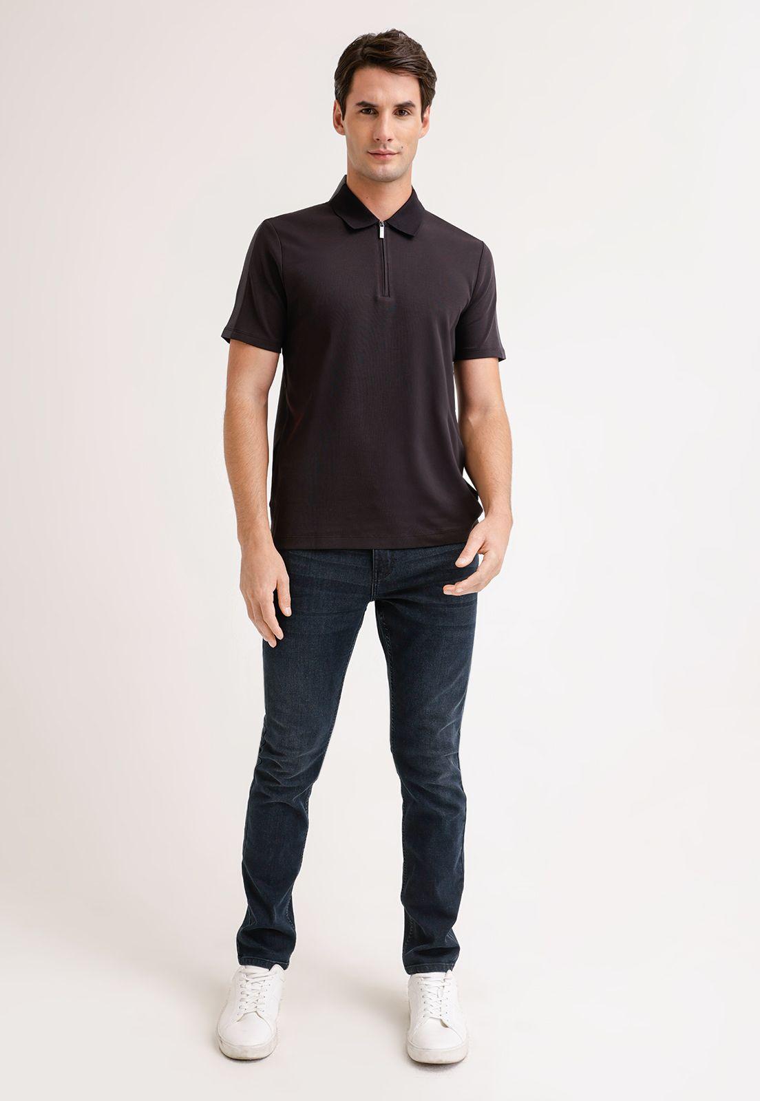 Polera Hombre Polo Con Cierre Negro-3