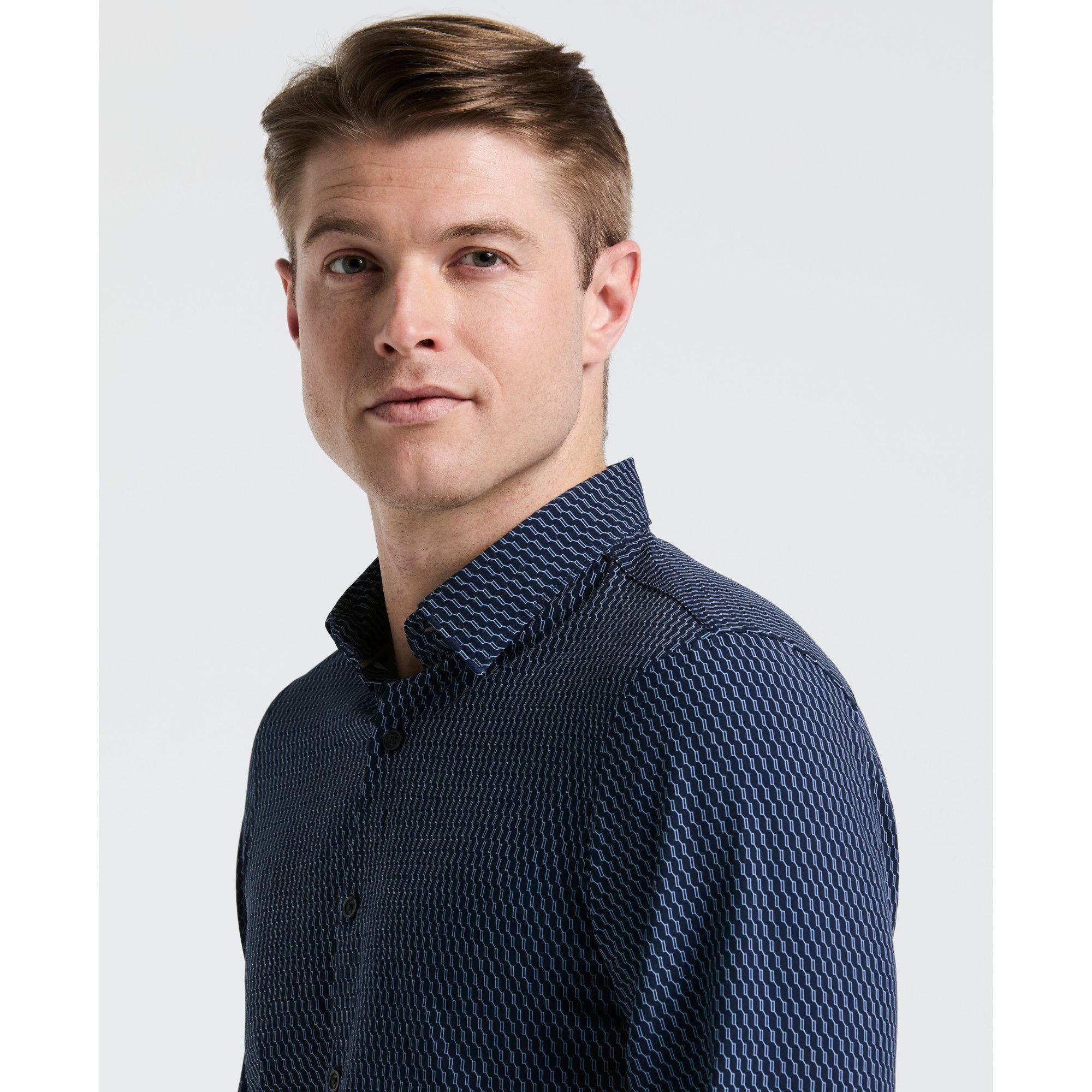 Camisa Hombre Total Stretch Estampada Navy 4KMW7030-2