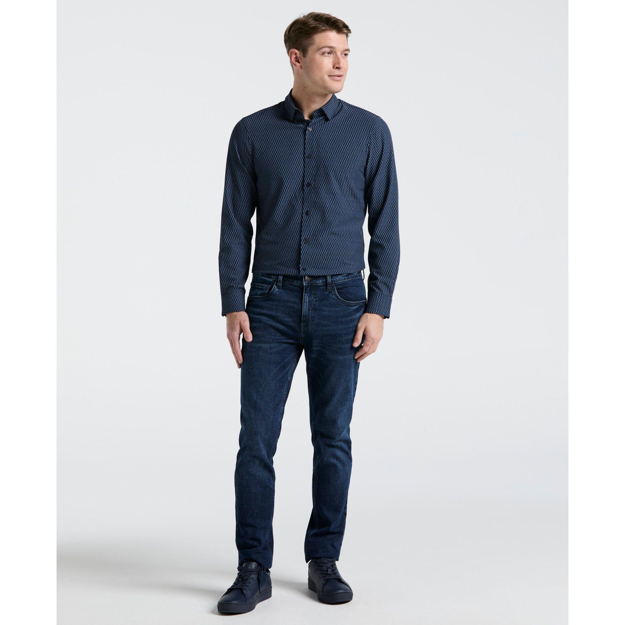 Camisa Hombre Total Stretch Estampada Navy 4KMW7030-3