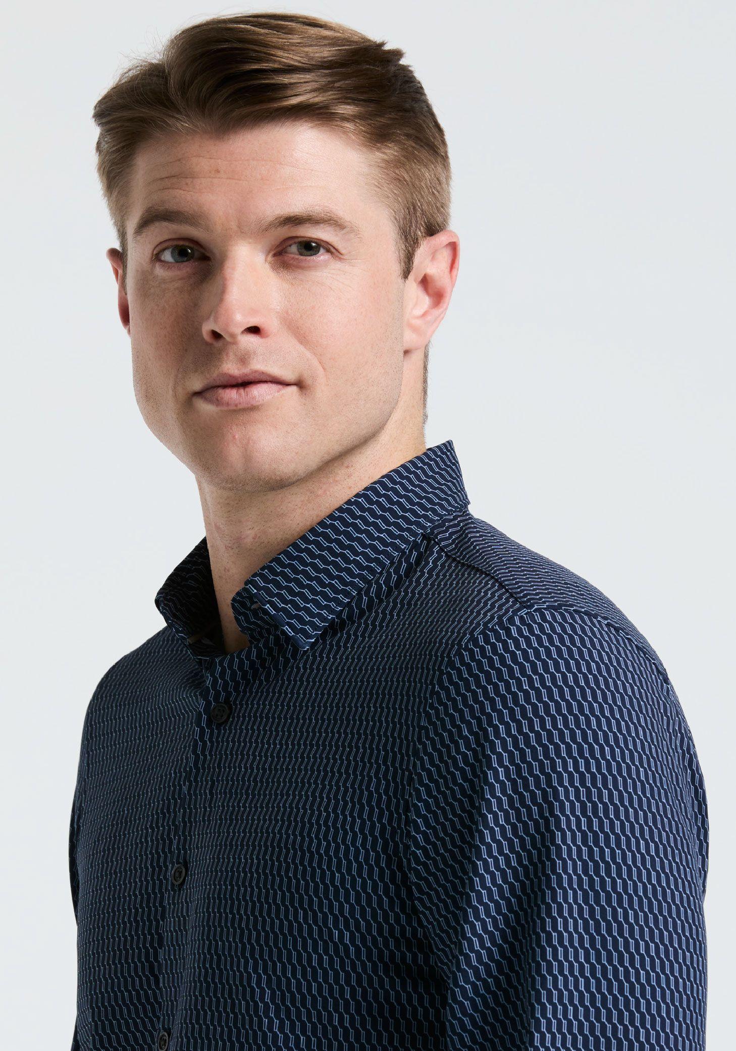 Camisa Hombre Total Stretch Estampada Navy 4KMW7030-2
